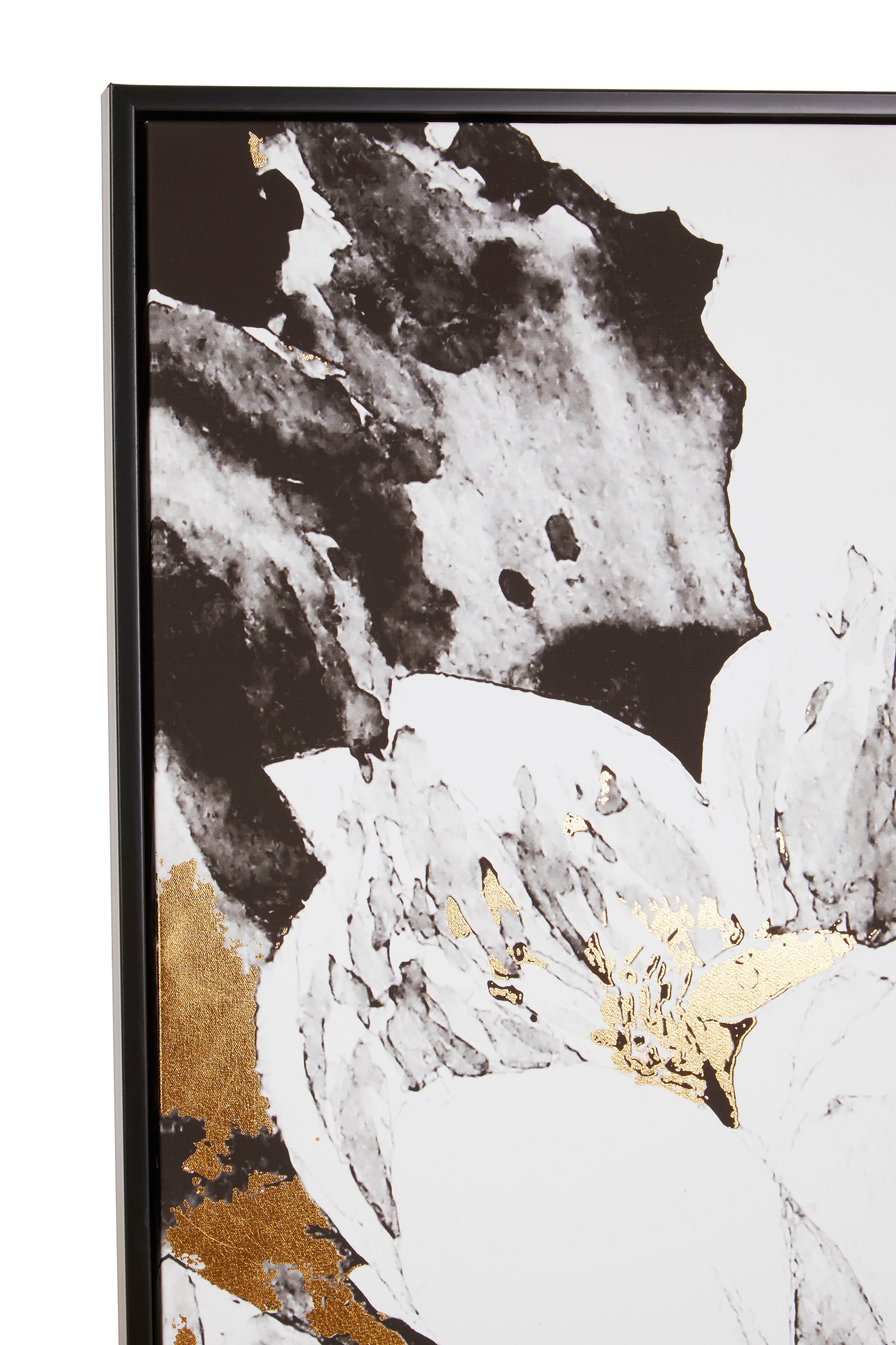 Noah Monochrome Metallic Floral Wall Art