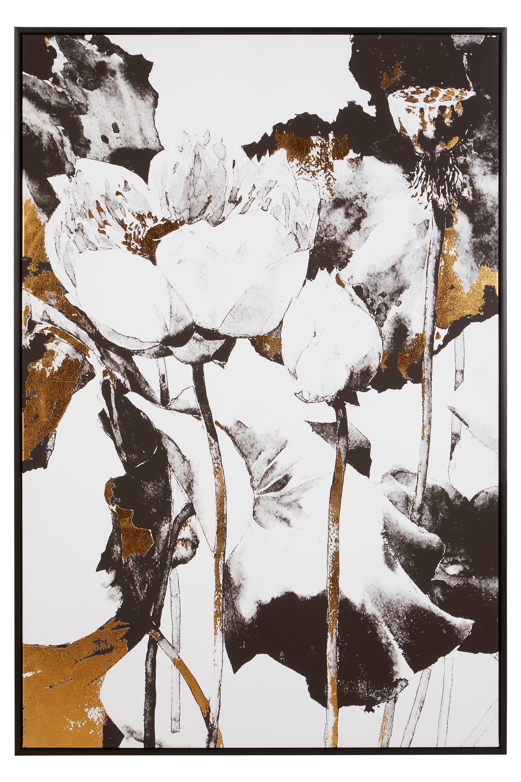 Noah Monochrome Metallic Floral Wall Art