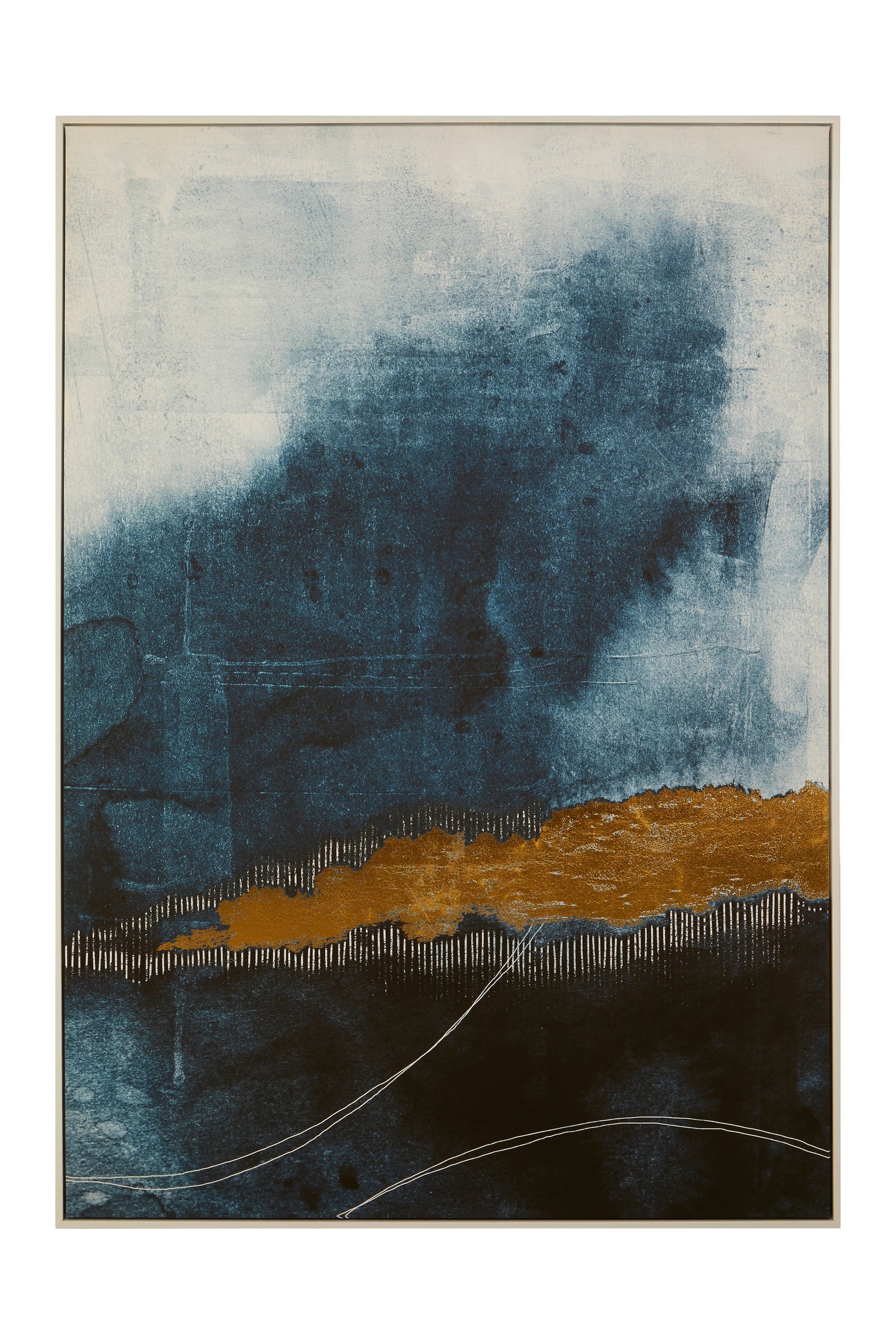 Noah Blue & Gold Framed Canvas Wall Art