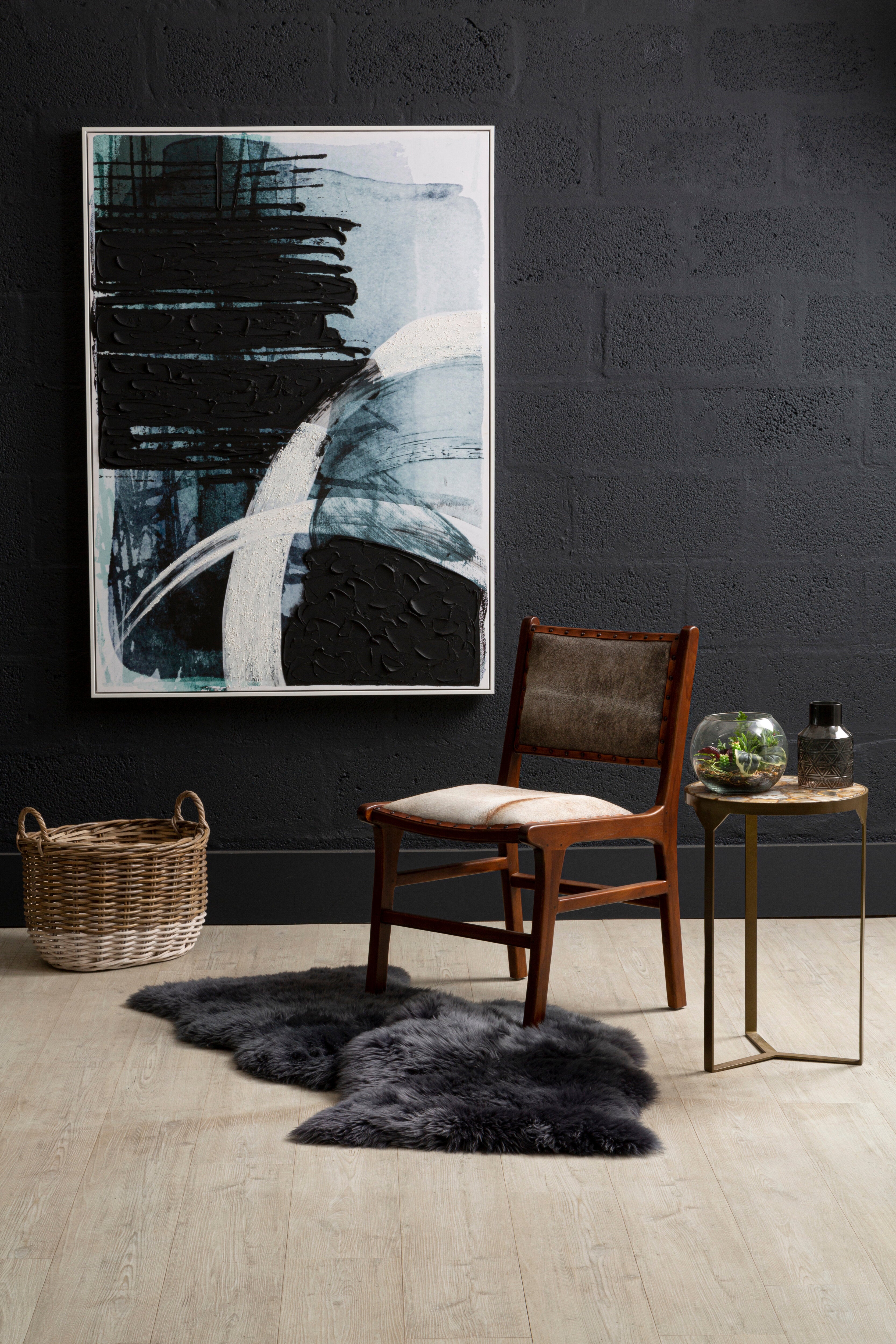 Noah Blue & Black Brushstroke Abstract Wall Art