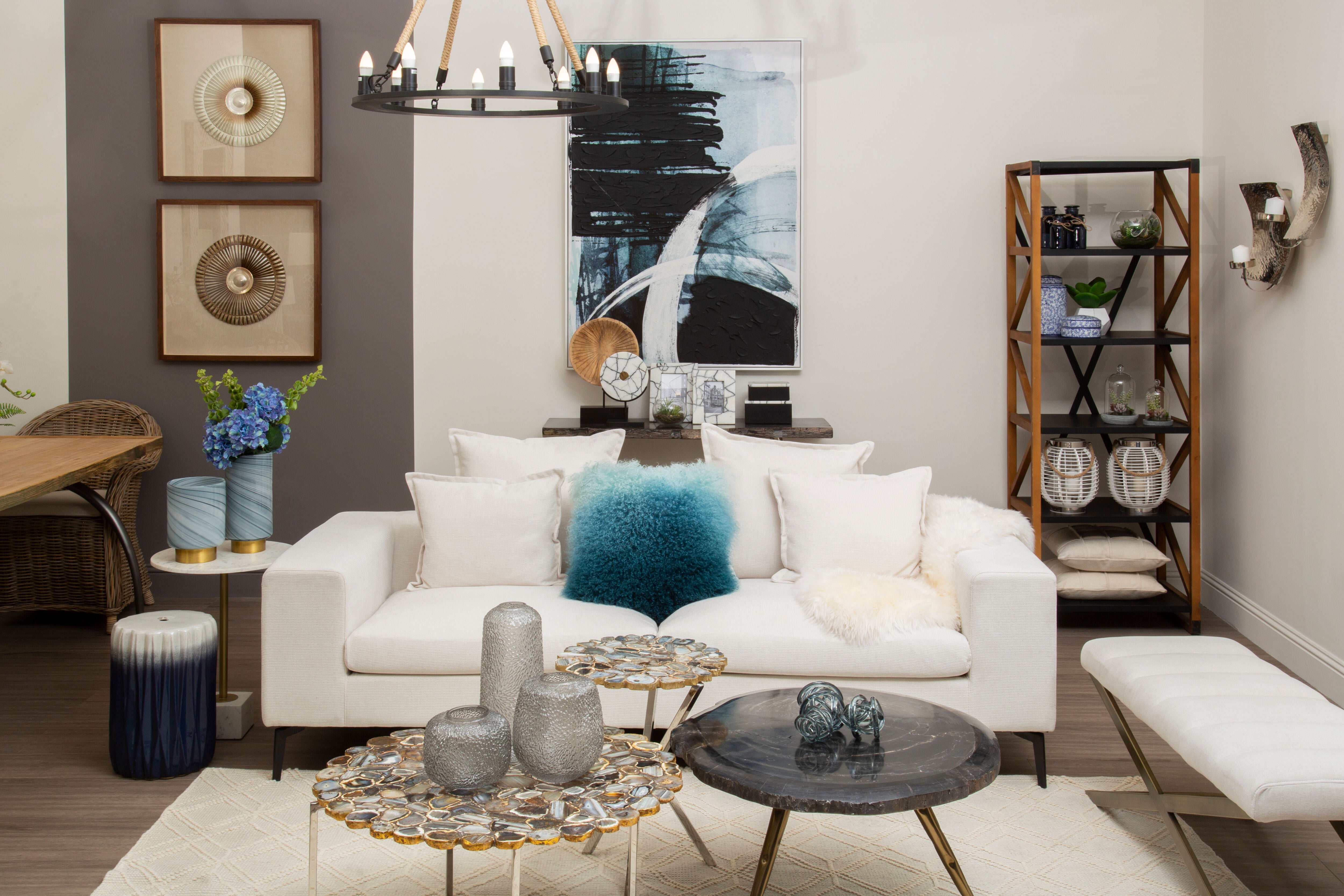 Noah Blue & Black Brushstroke Abstract Wall Art