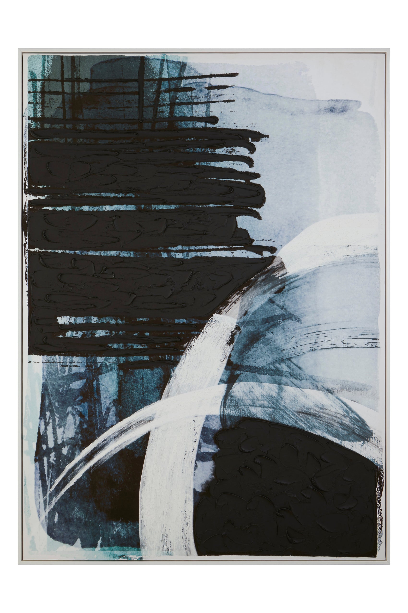Noah Blue & Black Brushstroke Abstract Wall Art