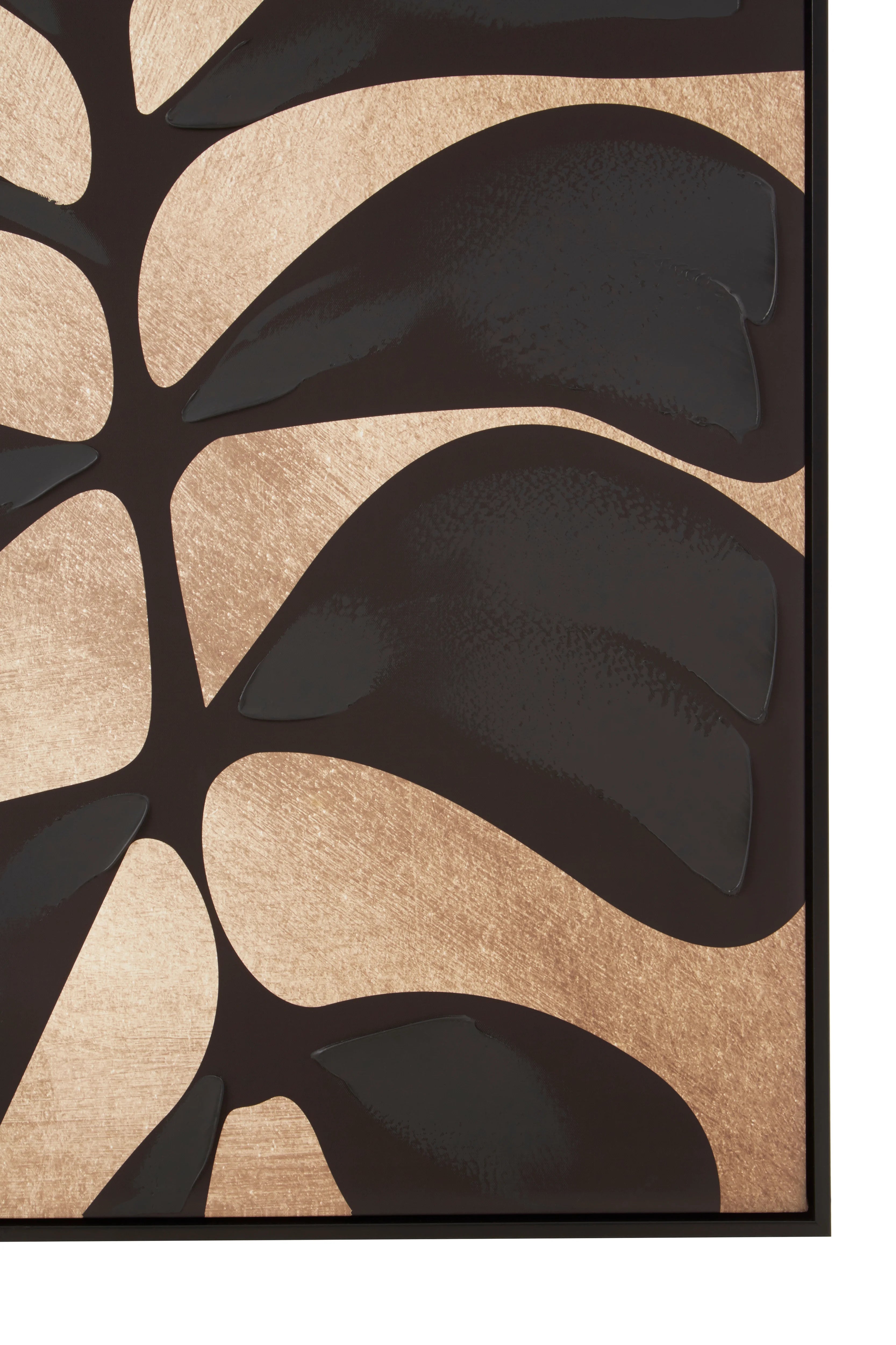 Noah Black & Gold Leaf Design Canvas Framed Wall Art