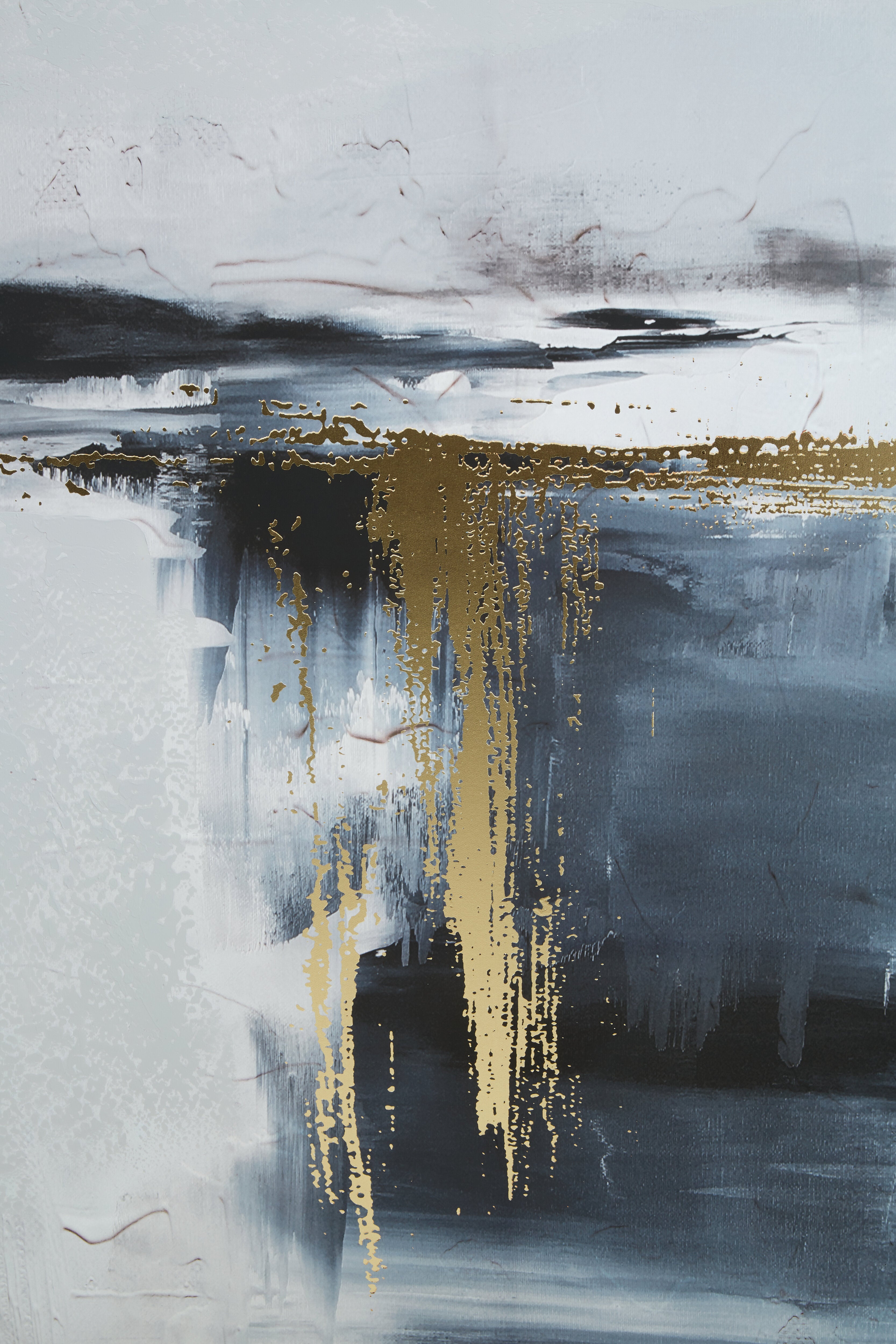 Noah Grey Oil Paint & Gold Foil Wall Art
