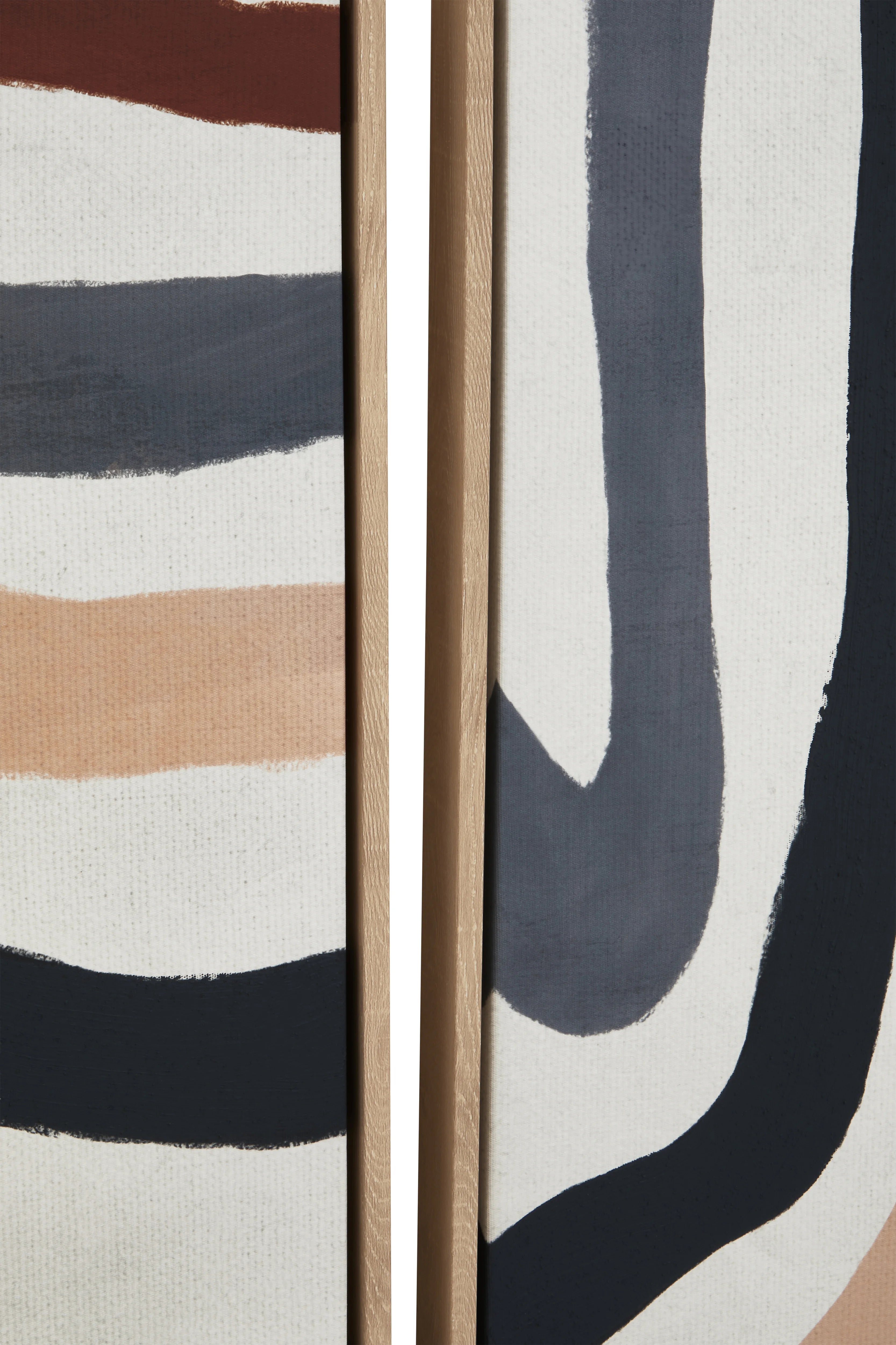 Set of 2 Noah Abstract Waves Multi Coloured Framed Wall Art