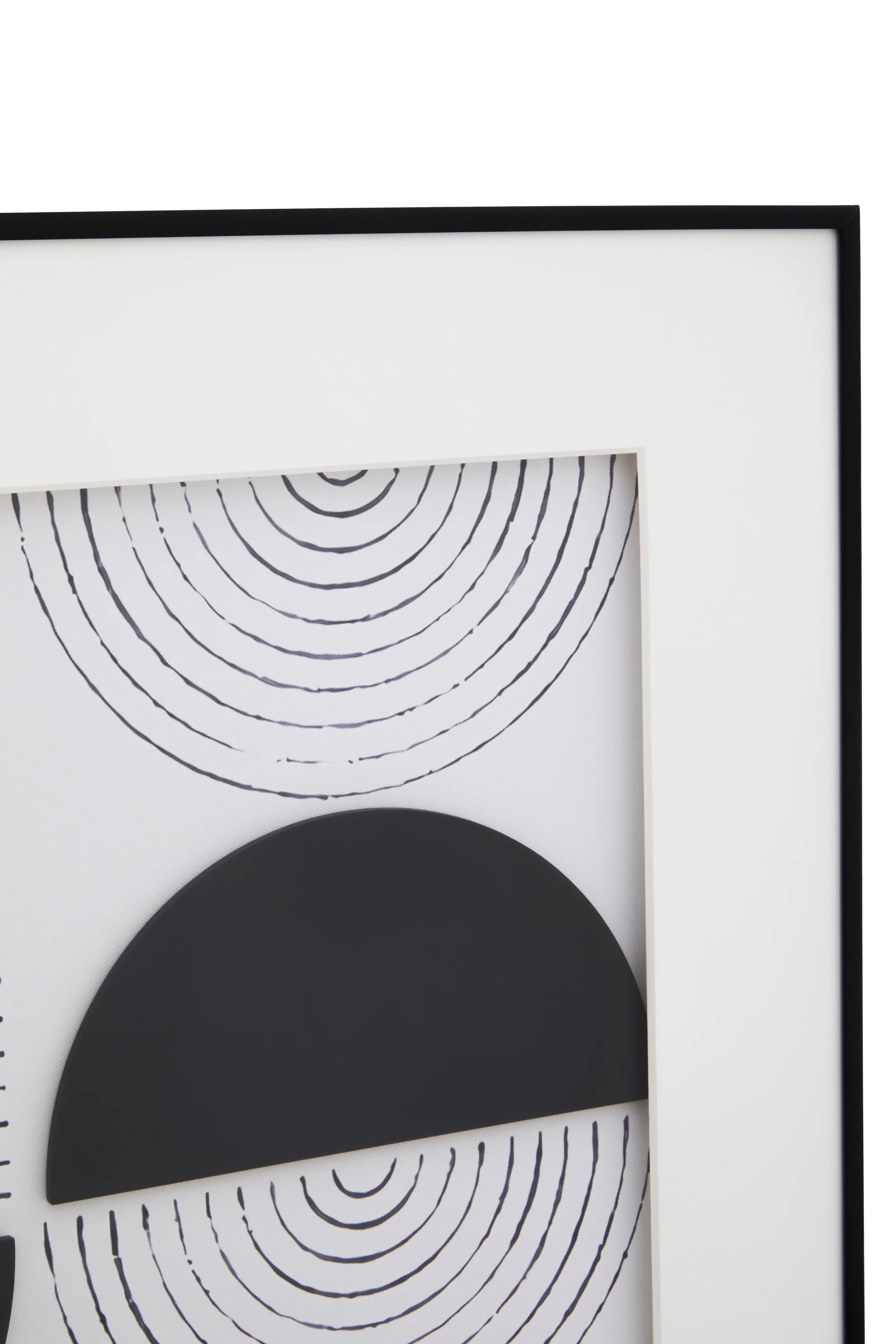 Rico Monochrome 3D Concentric Shapes Framed Wall Art