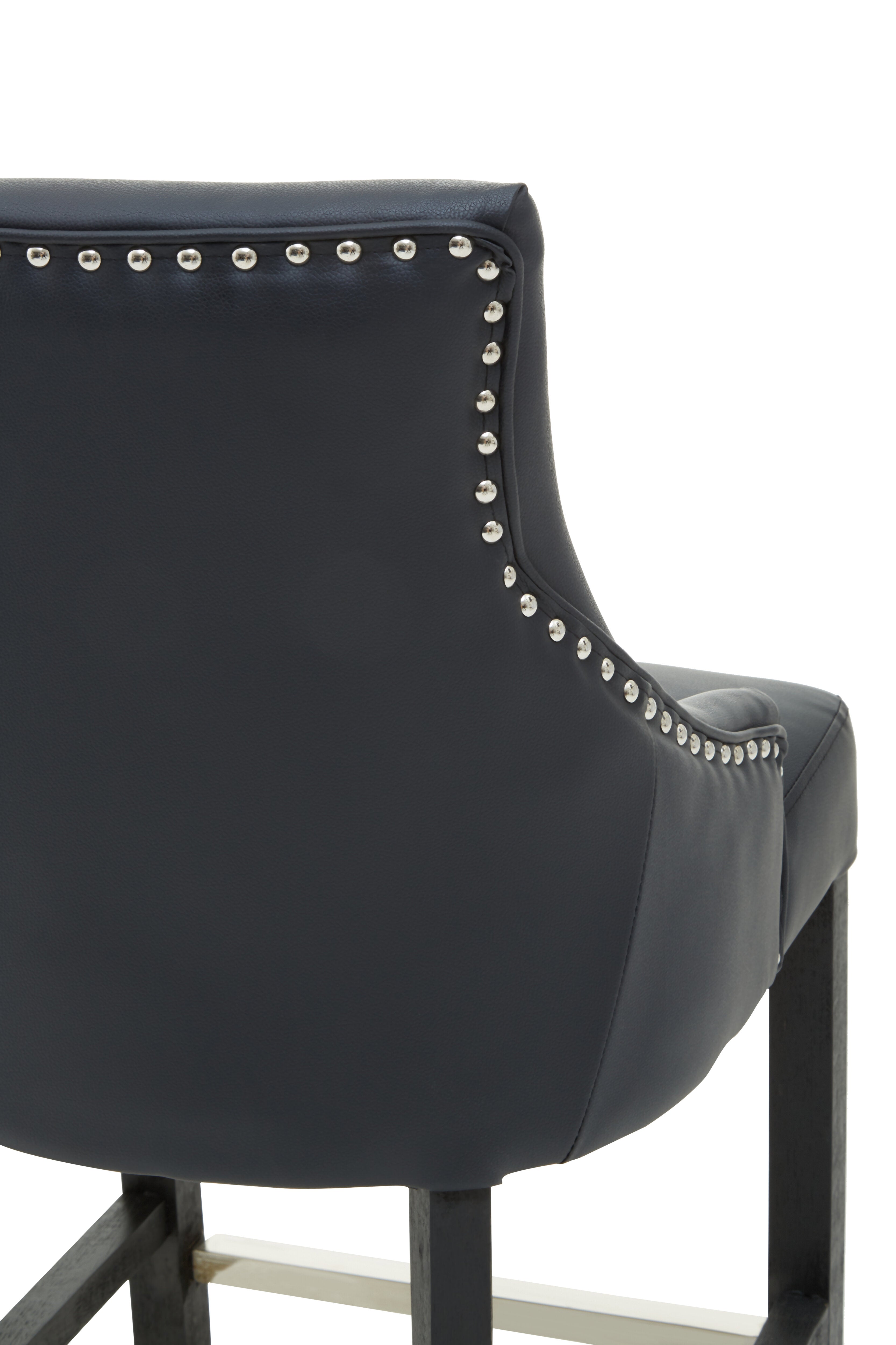 Candace Townhouse Charcoal Faux Leather Bar Stool