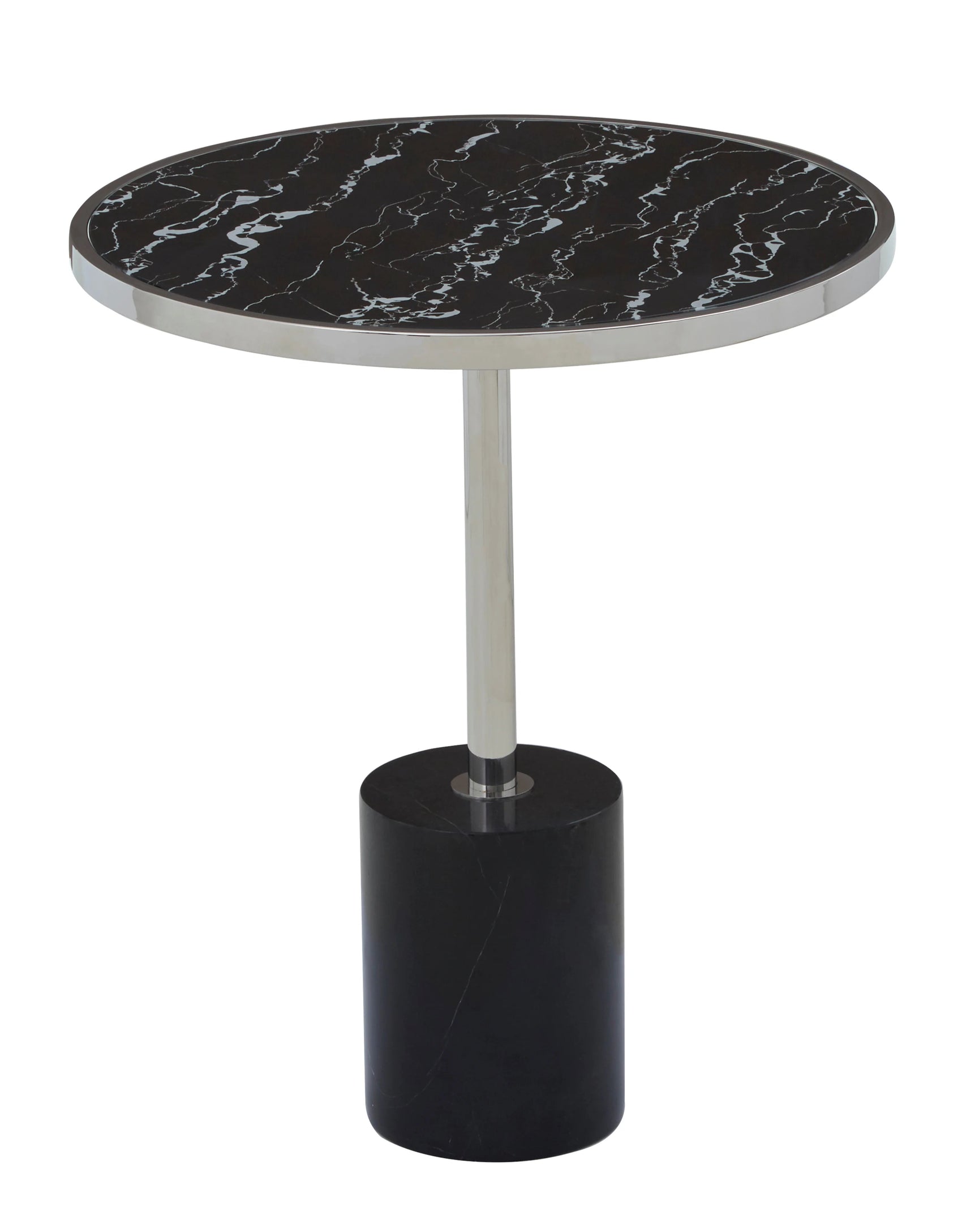 Dyer Black Marble Round Side Table