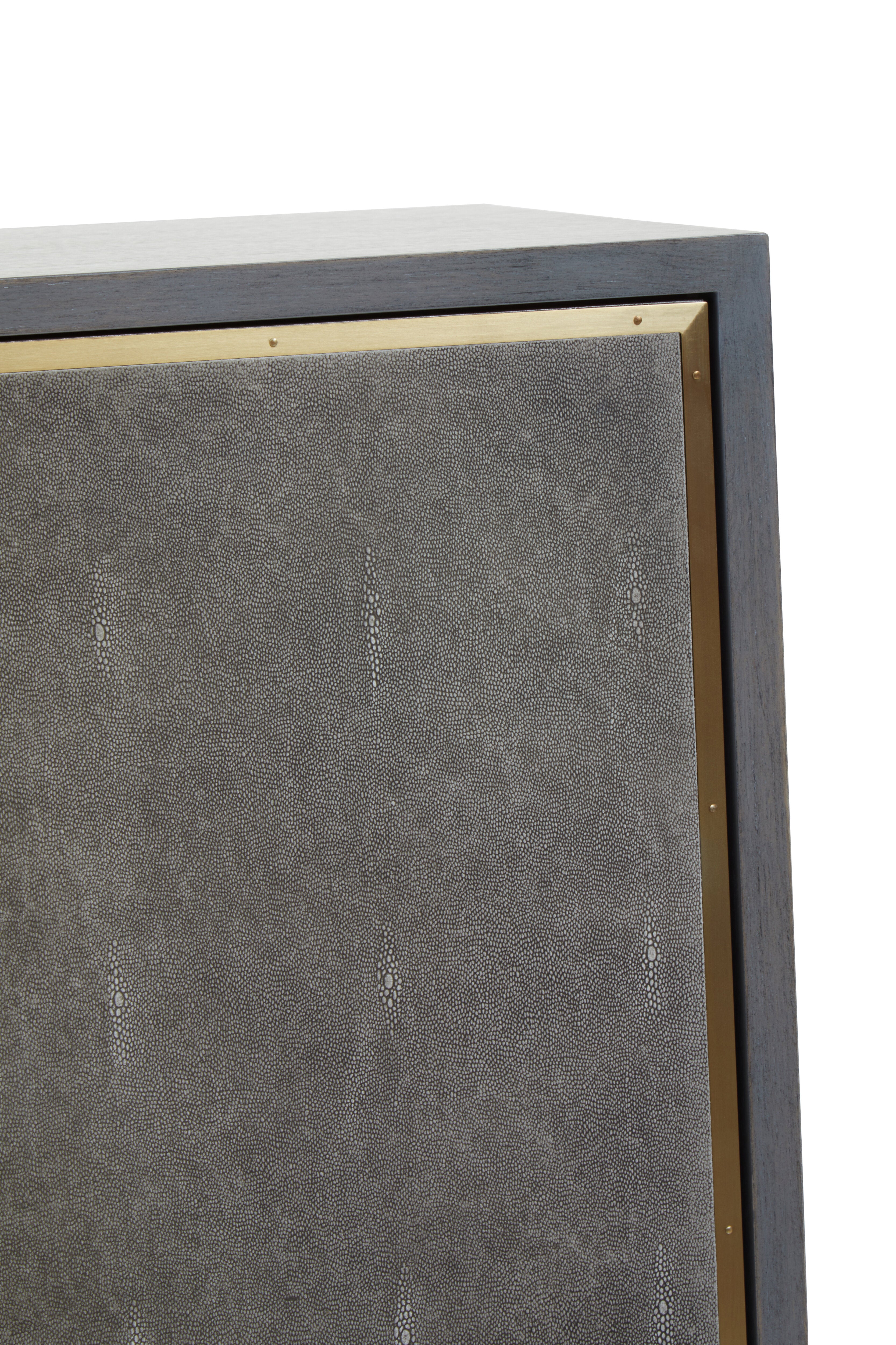 Torcino Grey Faux Shagreen Side Table