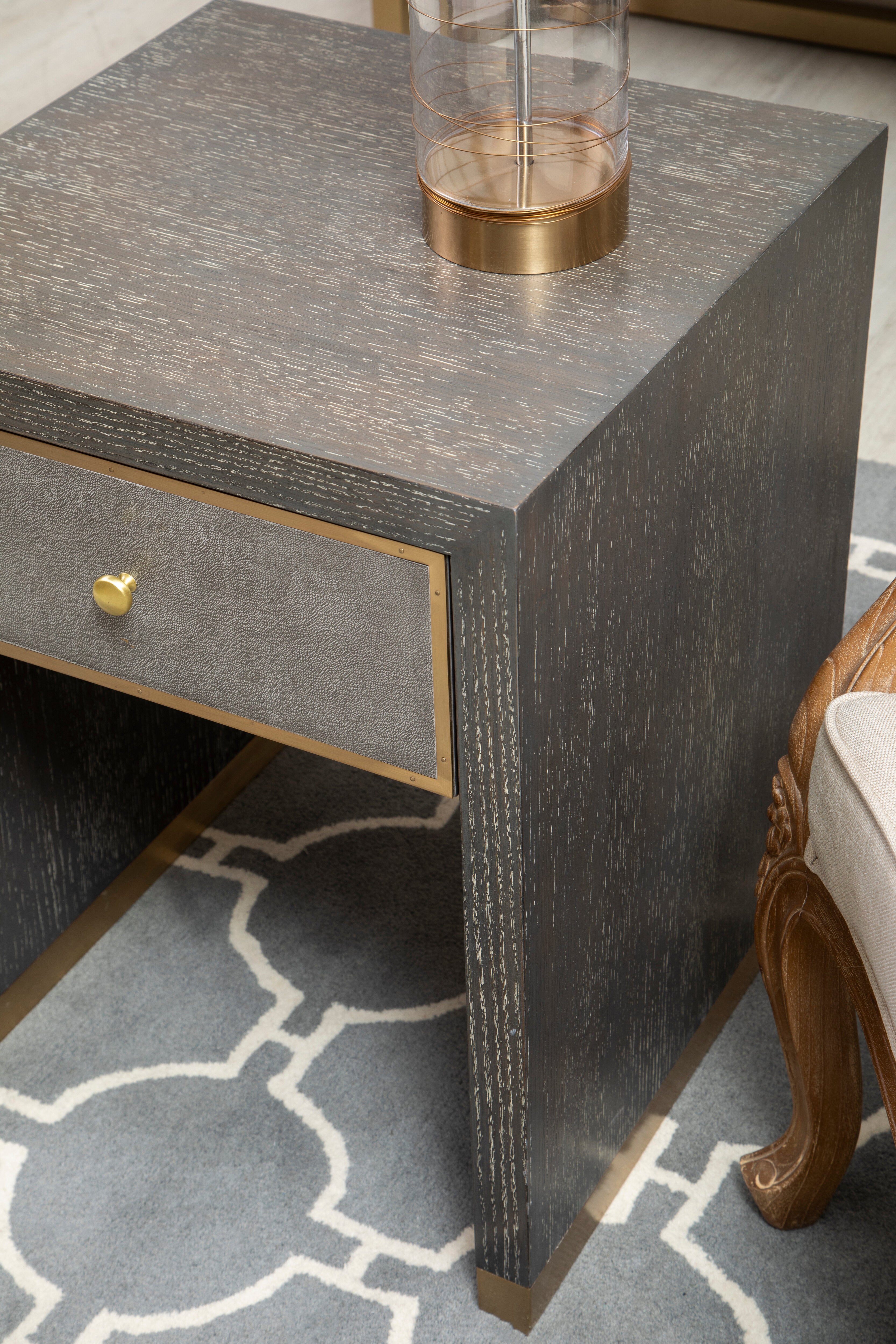Torcino Grey Faux Shagreen Side Table