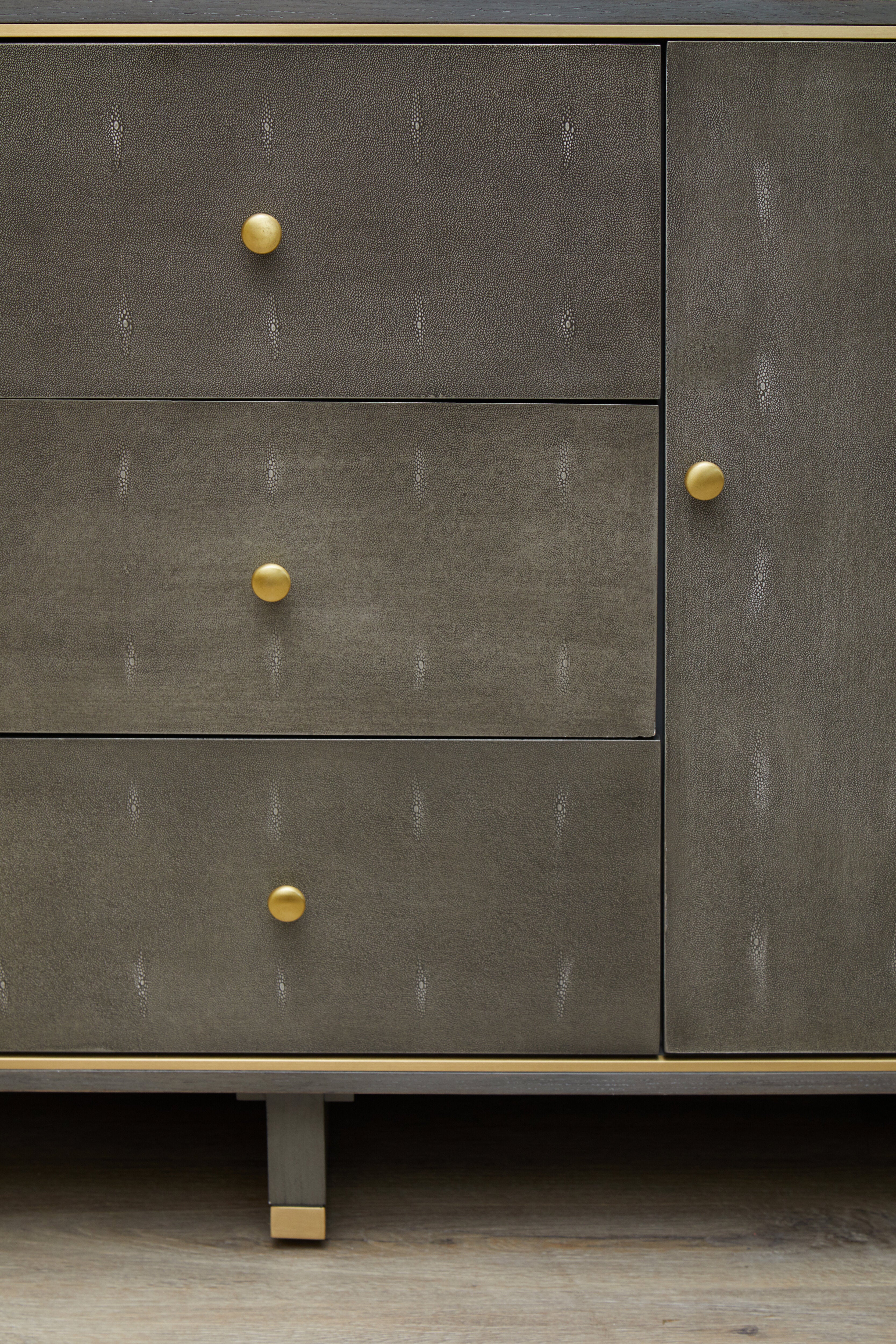 Torcino Grey Faux Shagreen Sideboard