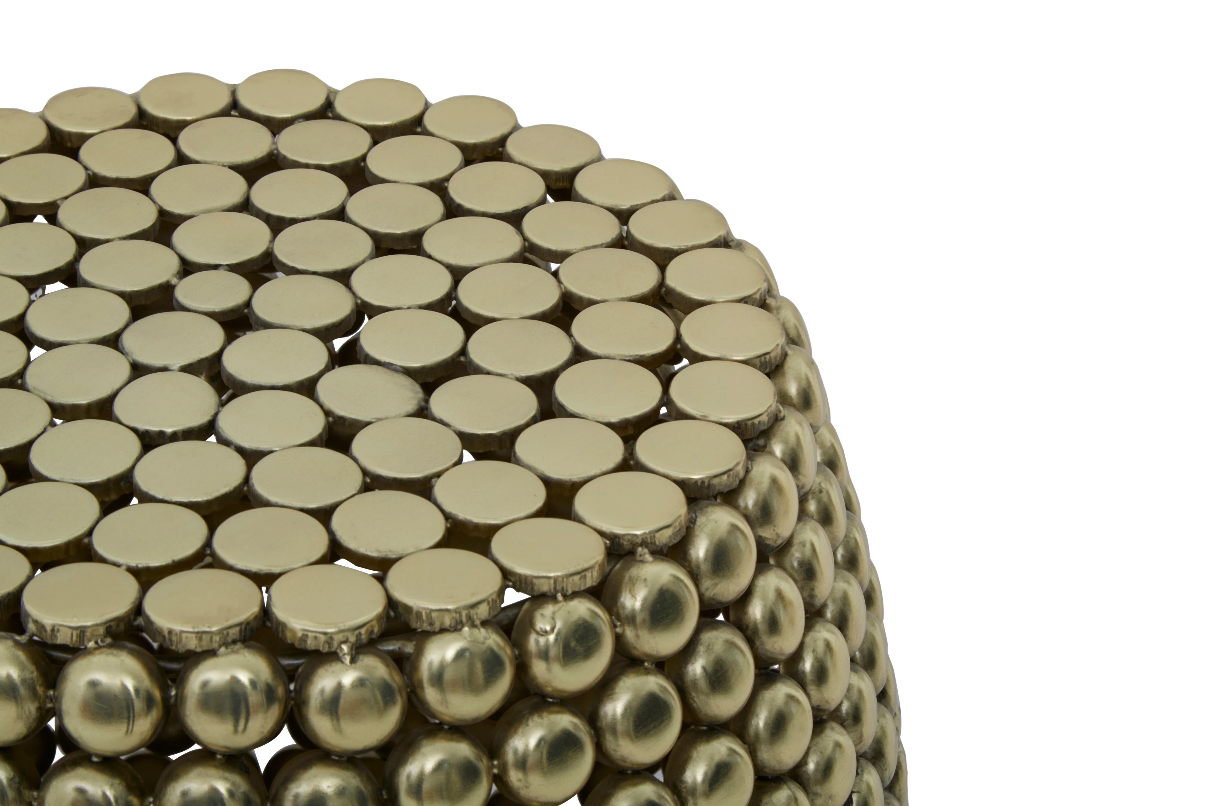 Auro Gold Finish Beaded Barrel Side Table