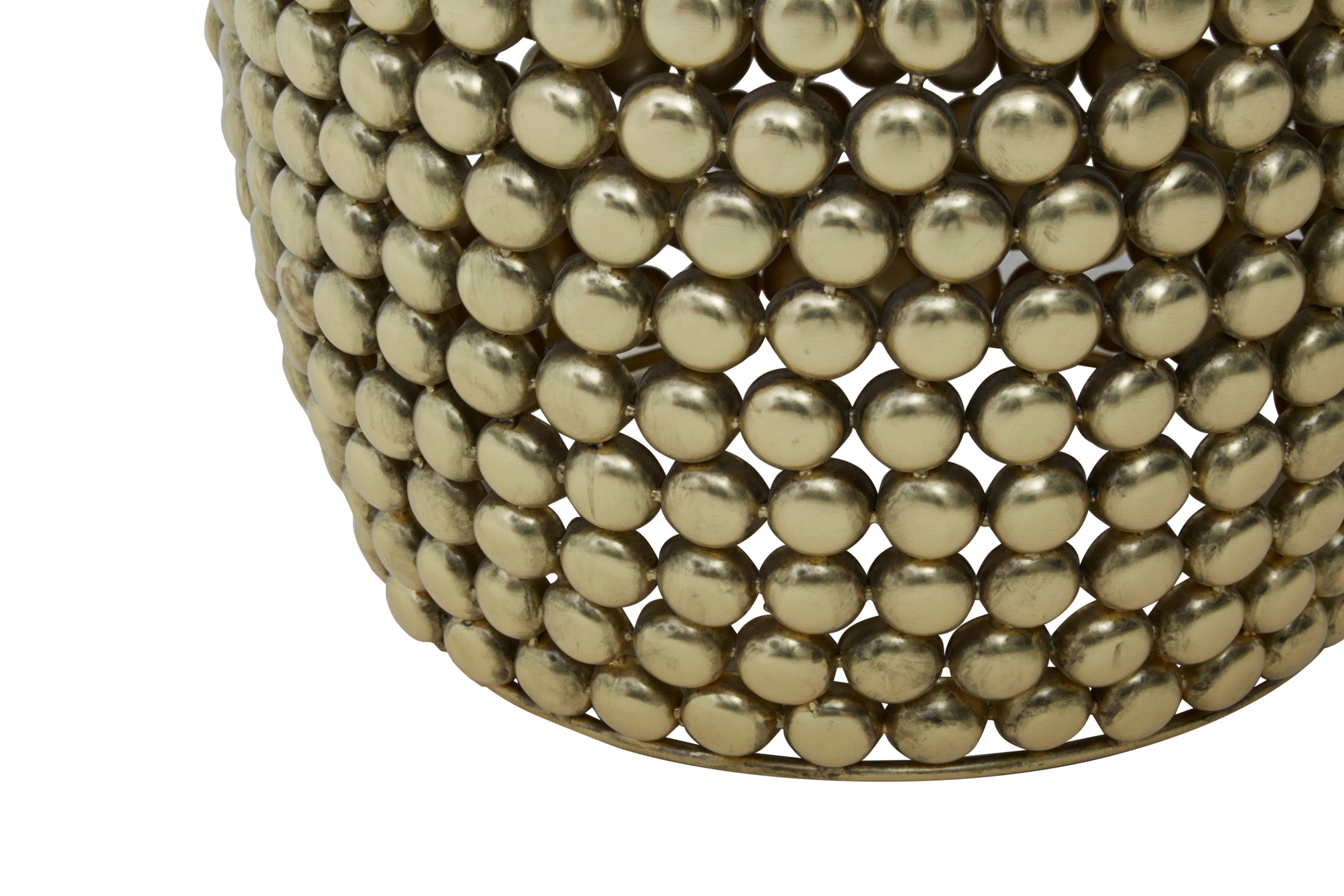 Auro Gold Finish Beaded Barrel Side Table