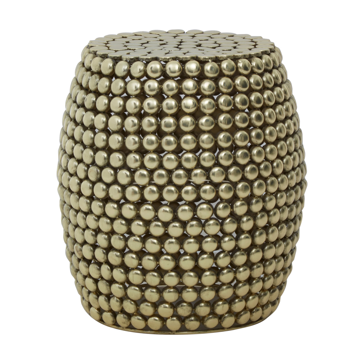 Auro Gold Finish Beaded Barrel Side Table