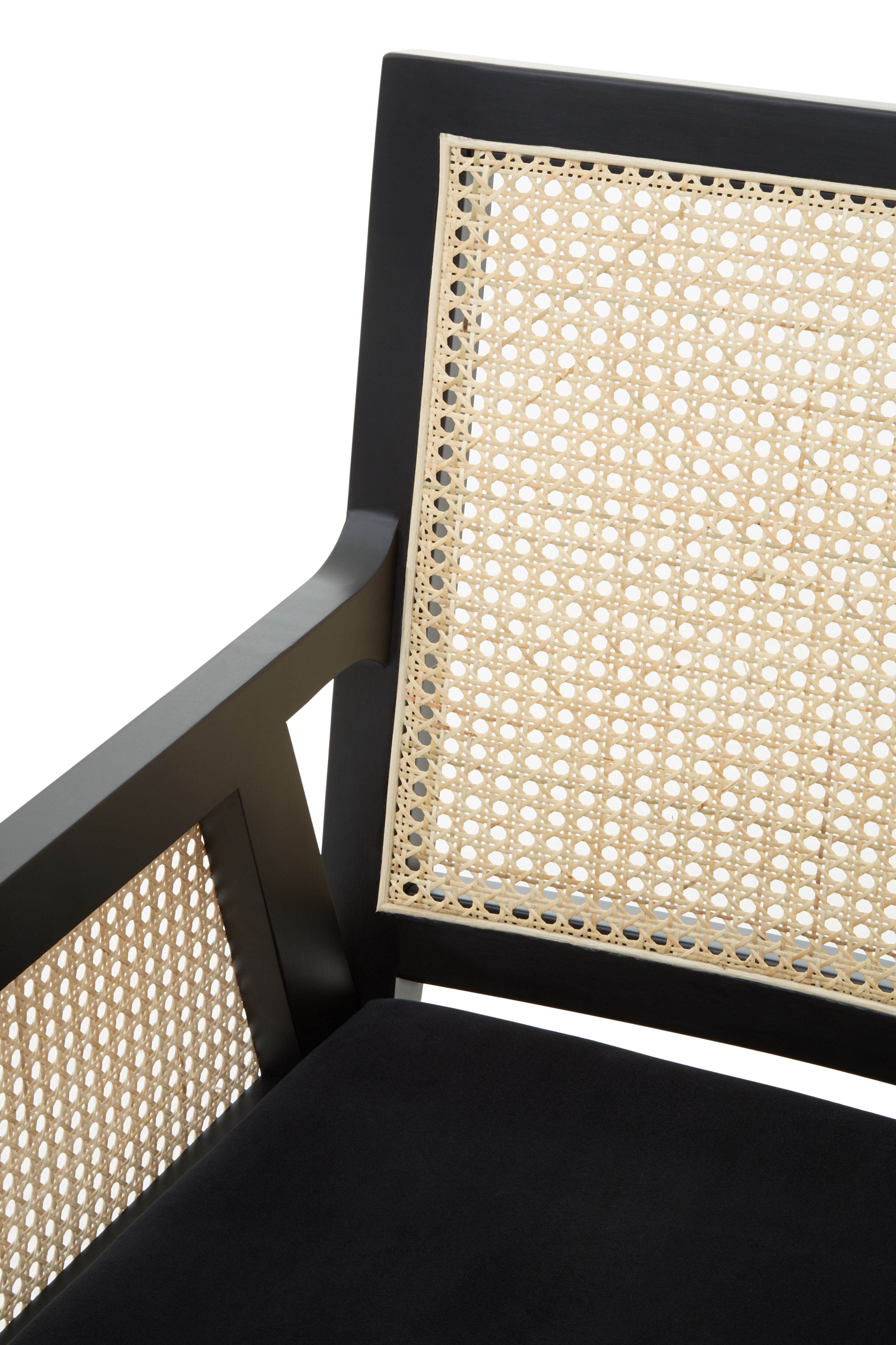 Fargo Black Wood & Cane Rattan Back Armchair