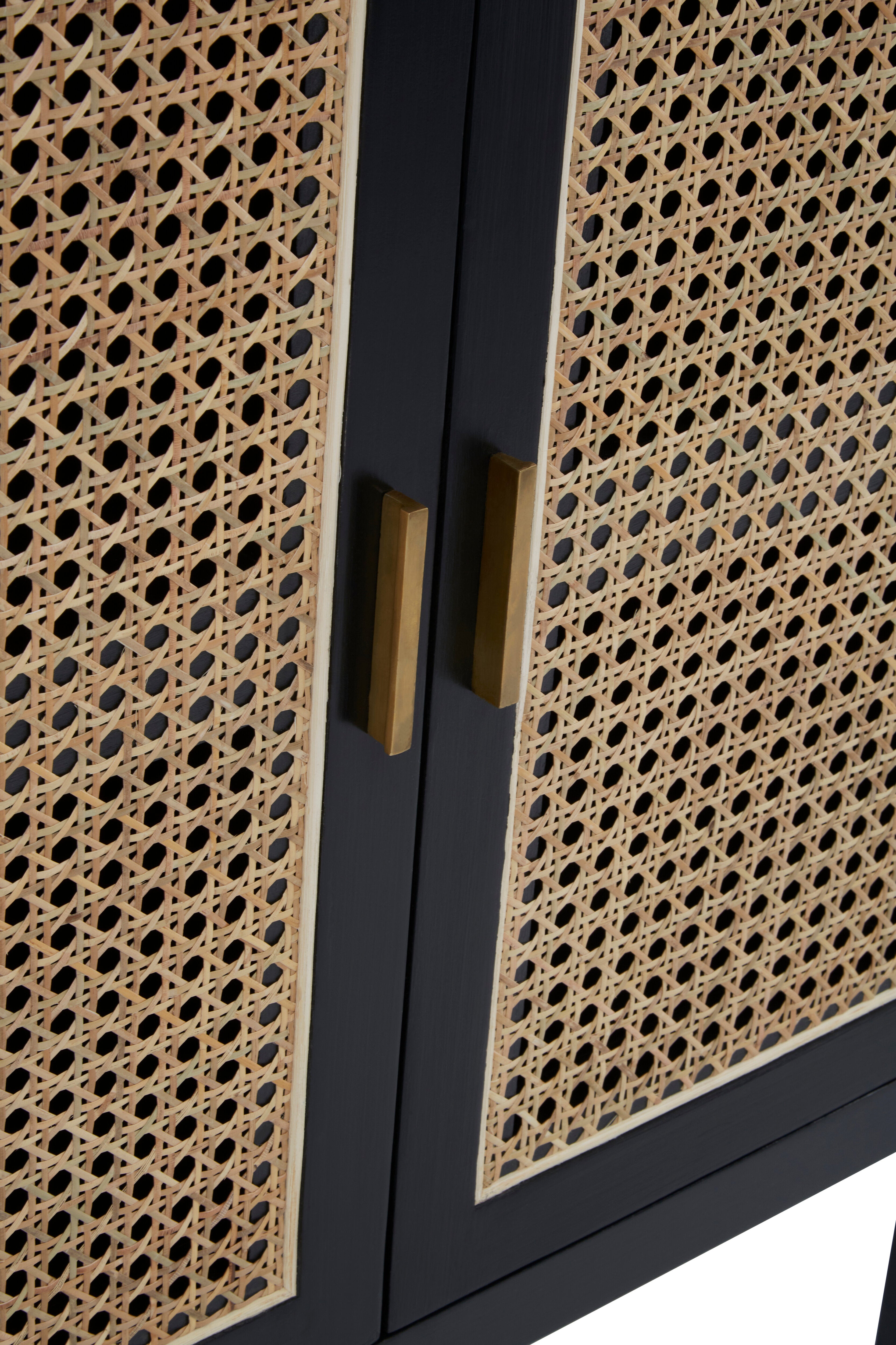 Fargo Black Wood & Natural Rattan Sideboard