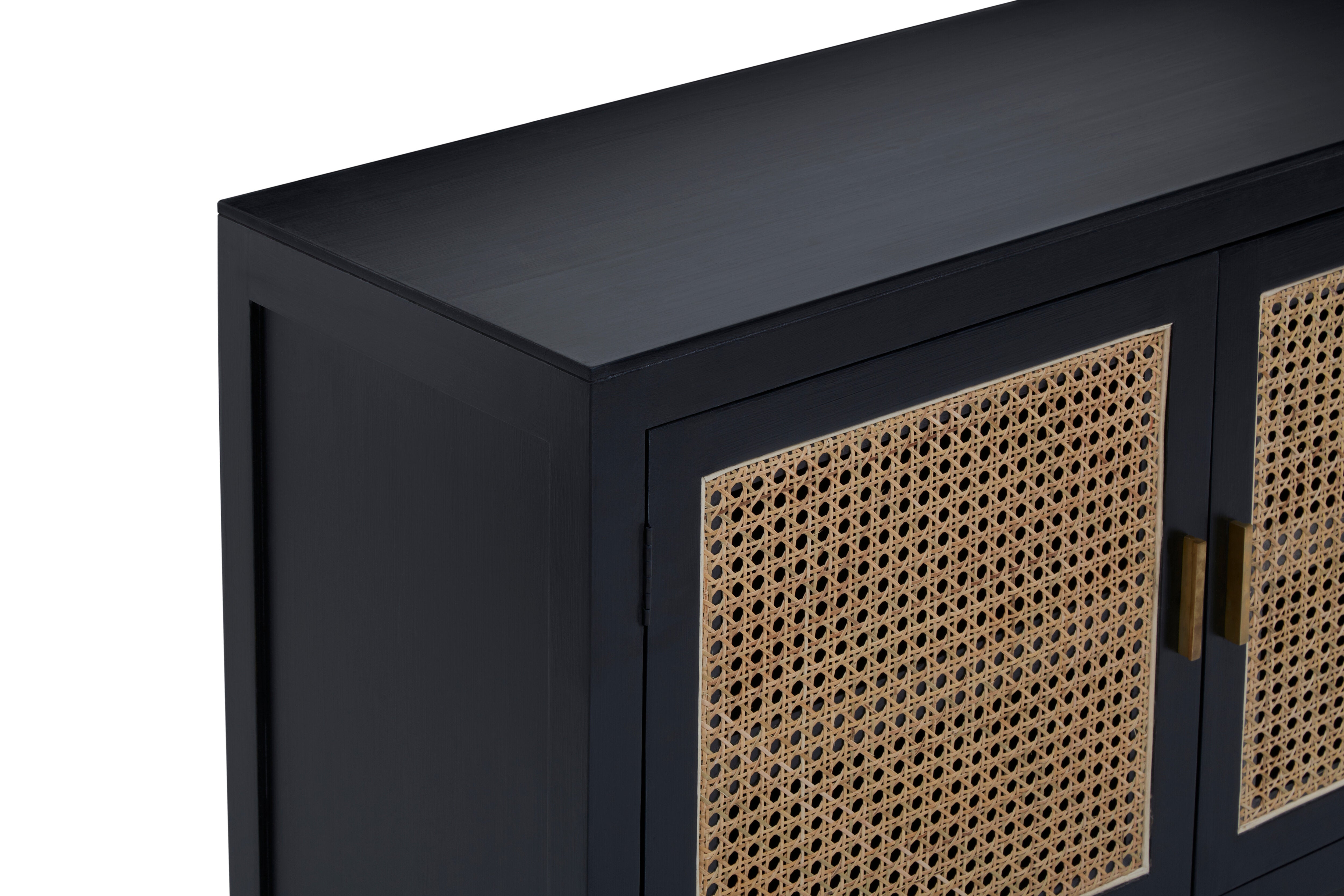 Fargo Black Wood & Cane Rattan Sideboard