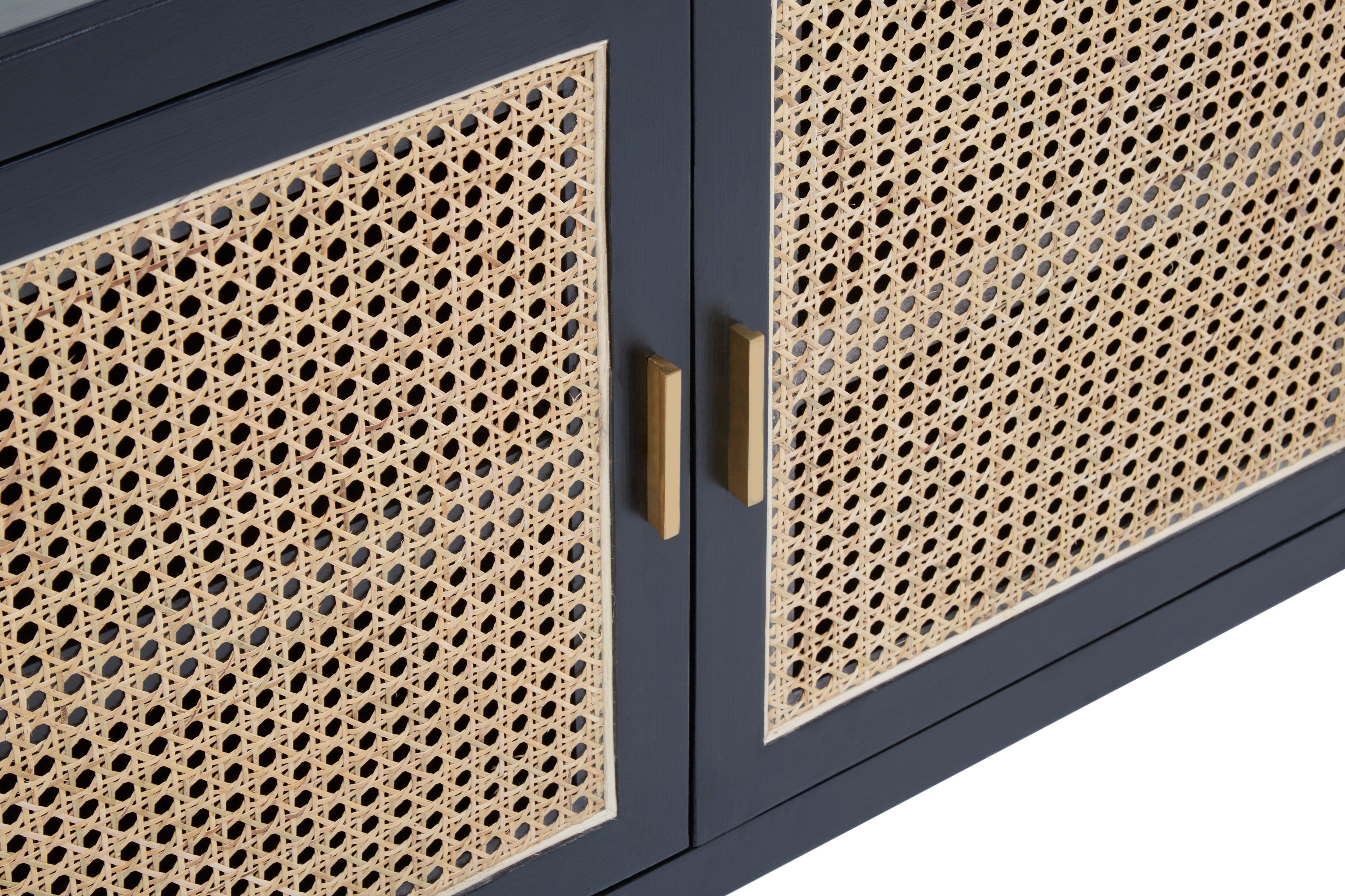 Fargo Black Wood & Cane Rattan Sideboard