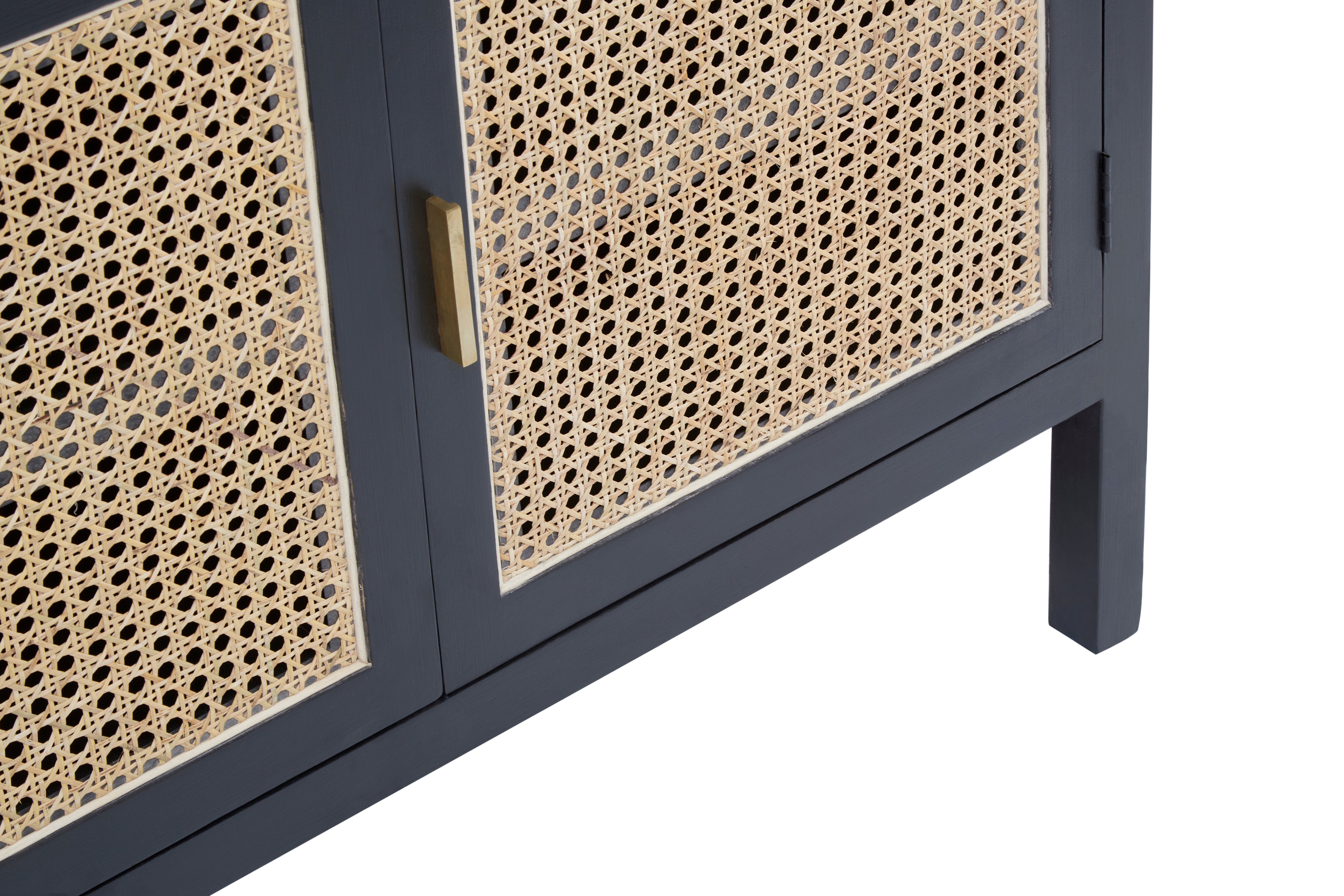 Fargo Black Wood & Cane Rattan Sideboard