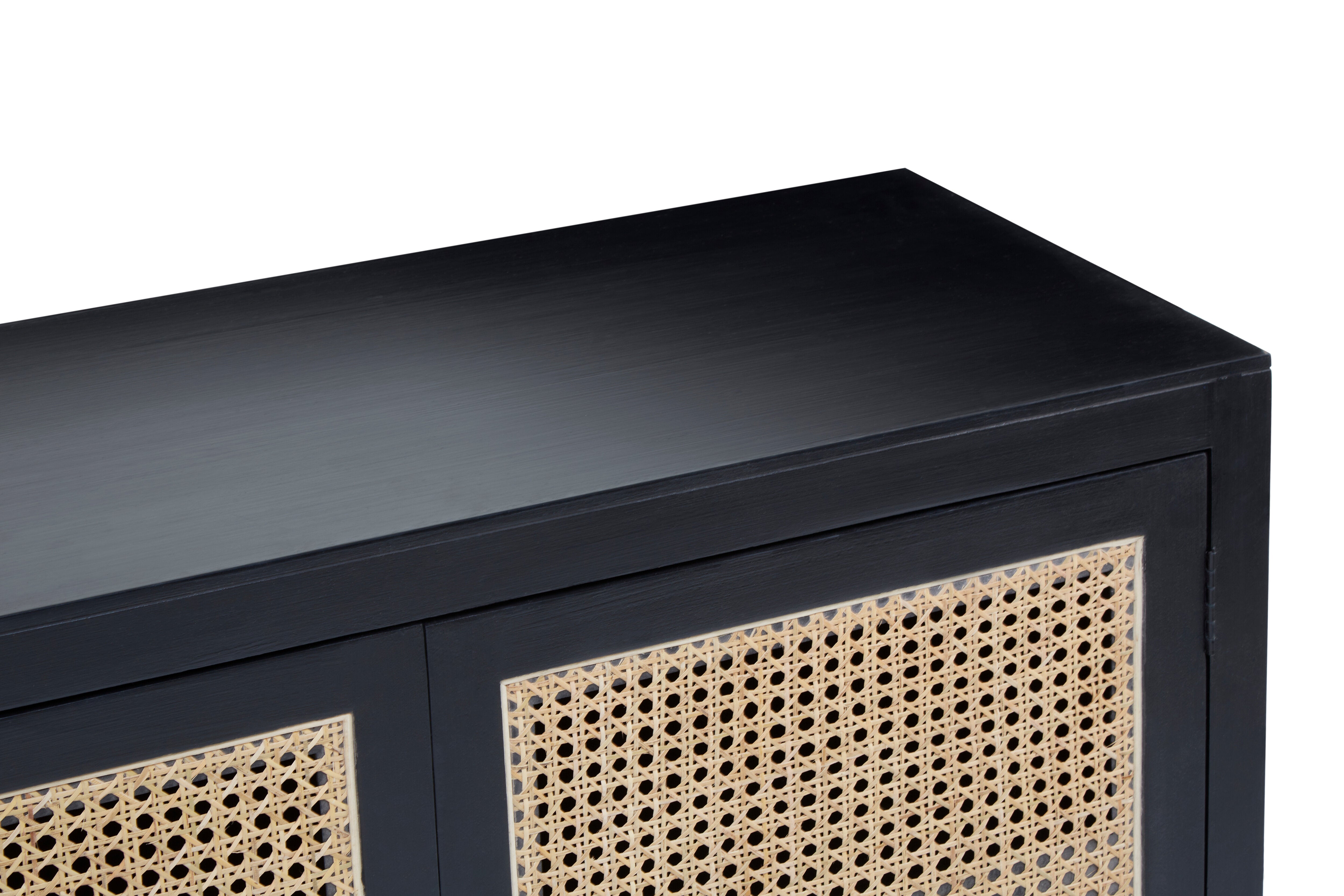 Fargo Black Wood & Cane Rattan Sideboard