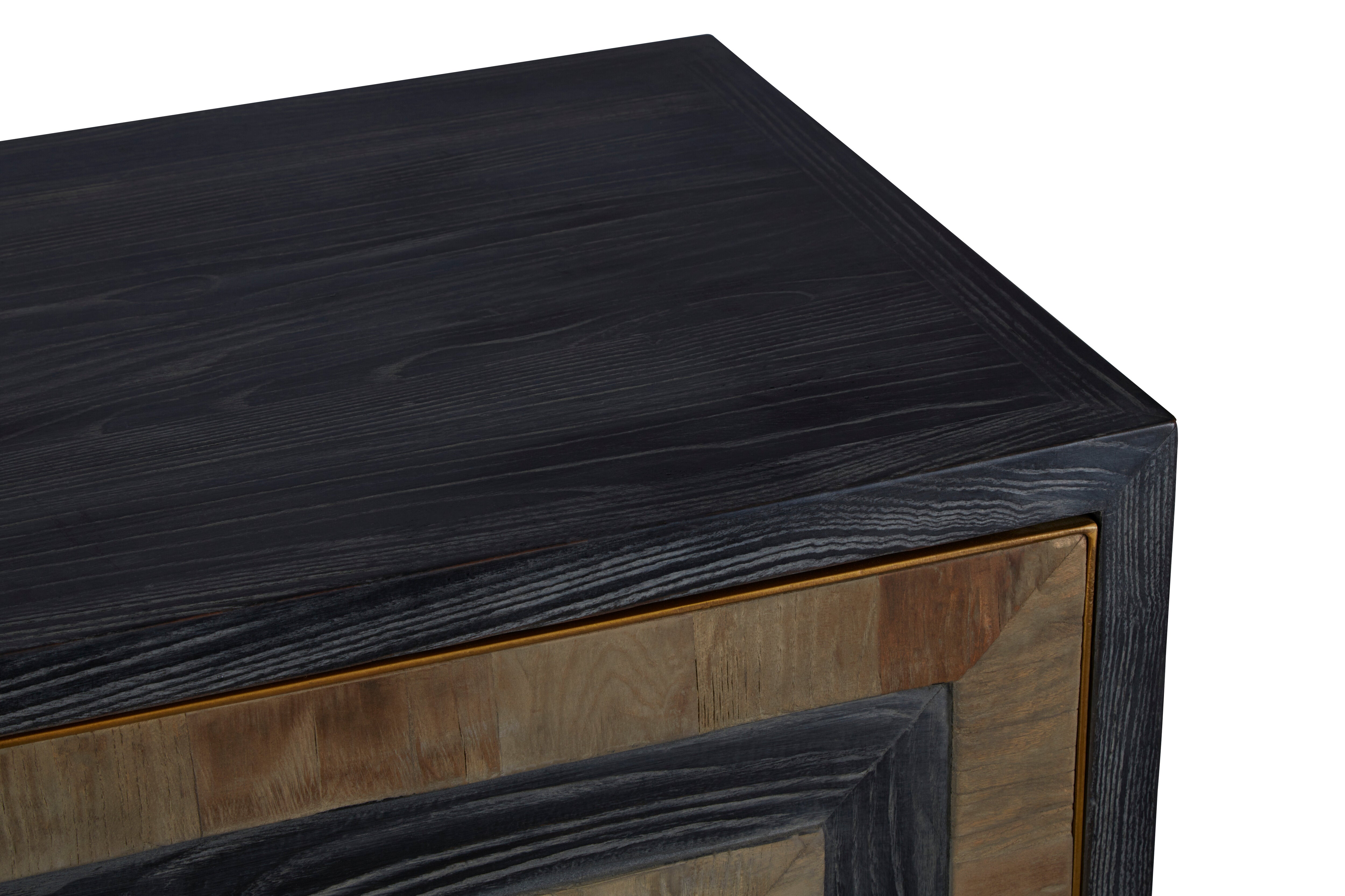 Maiden Black & Brown Elm Wood Geometric Sideboard