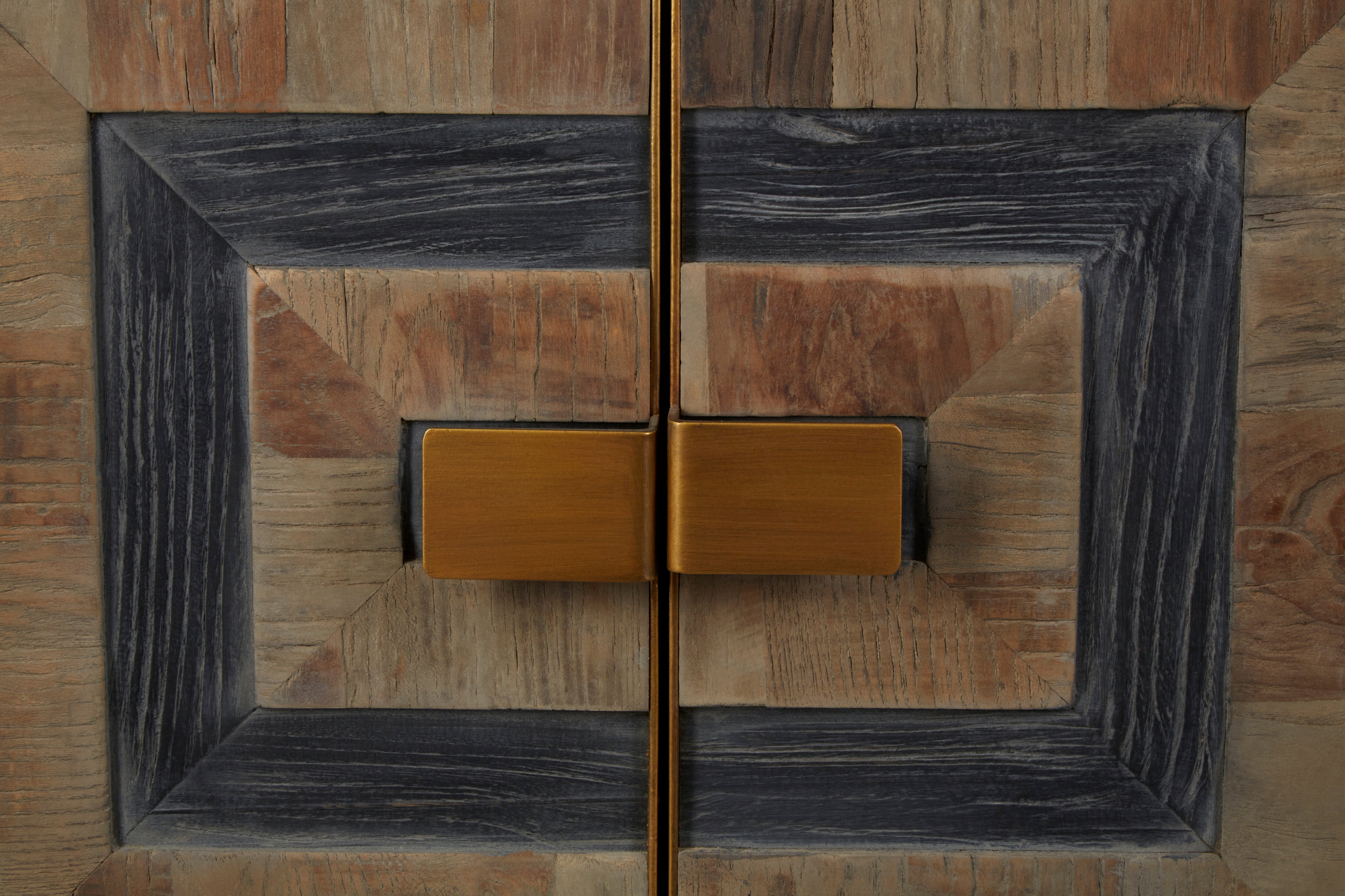 Maiden Black & Brown Elm Wood Geometric Sideboard