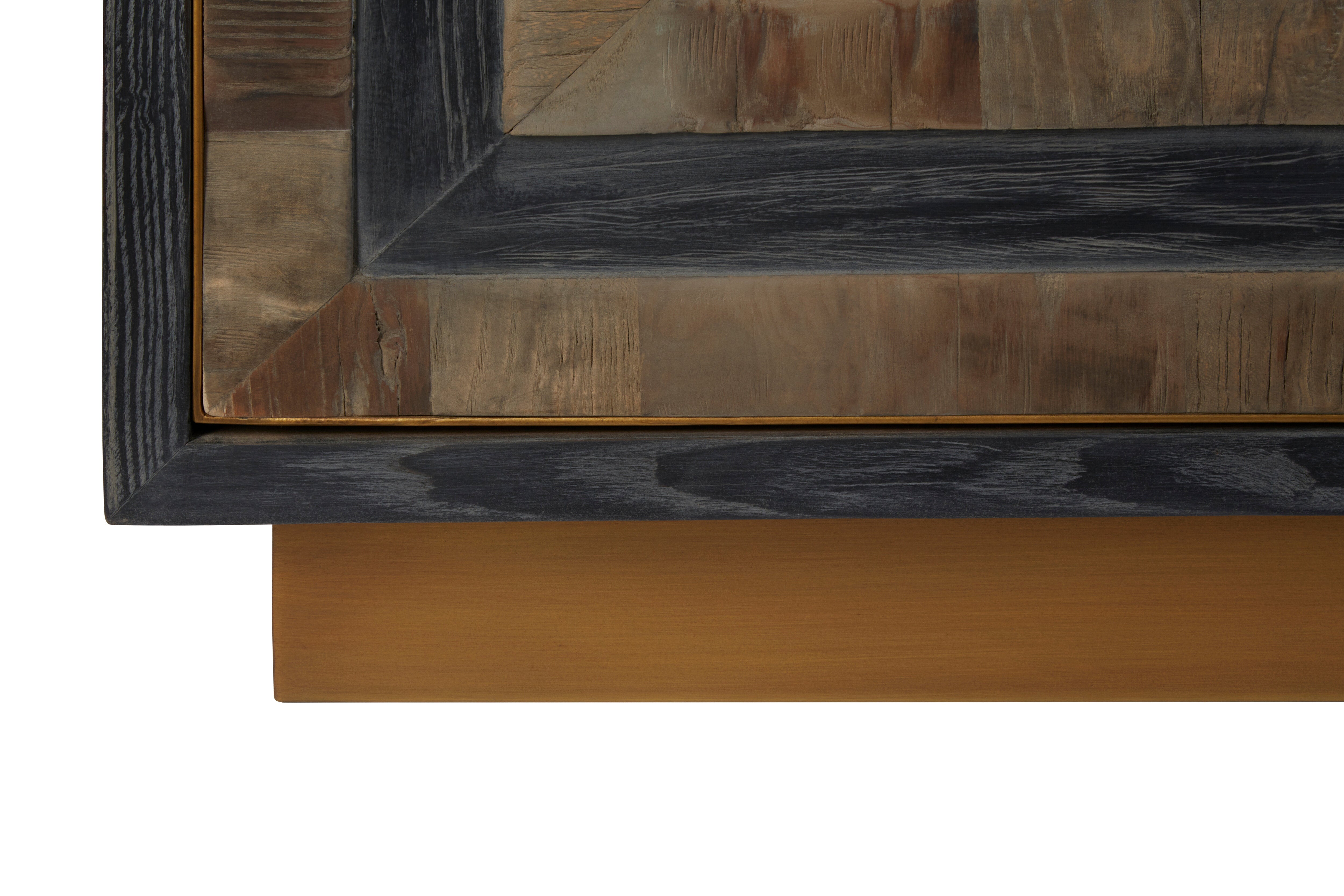 Maiden Black & Brown Elm Wood Geometric Sideboard