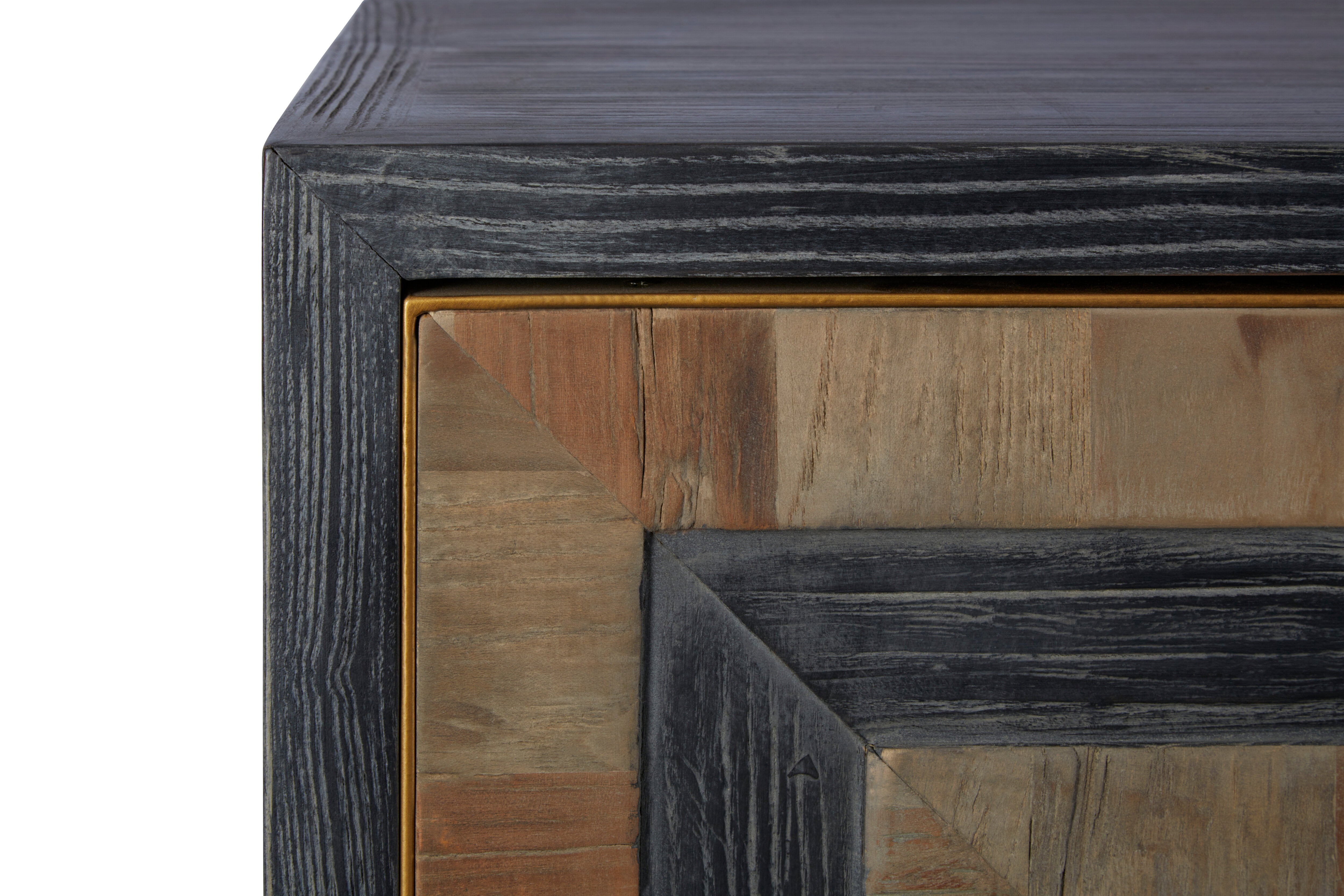 Maiden Black & Brown Elm Wood Geometric Sideboard