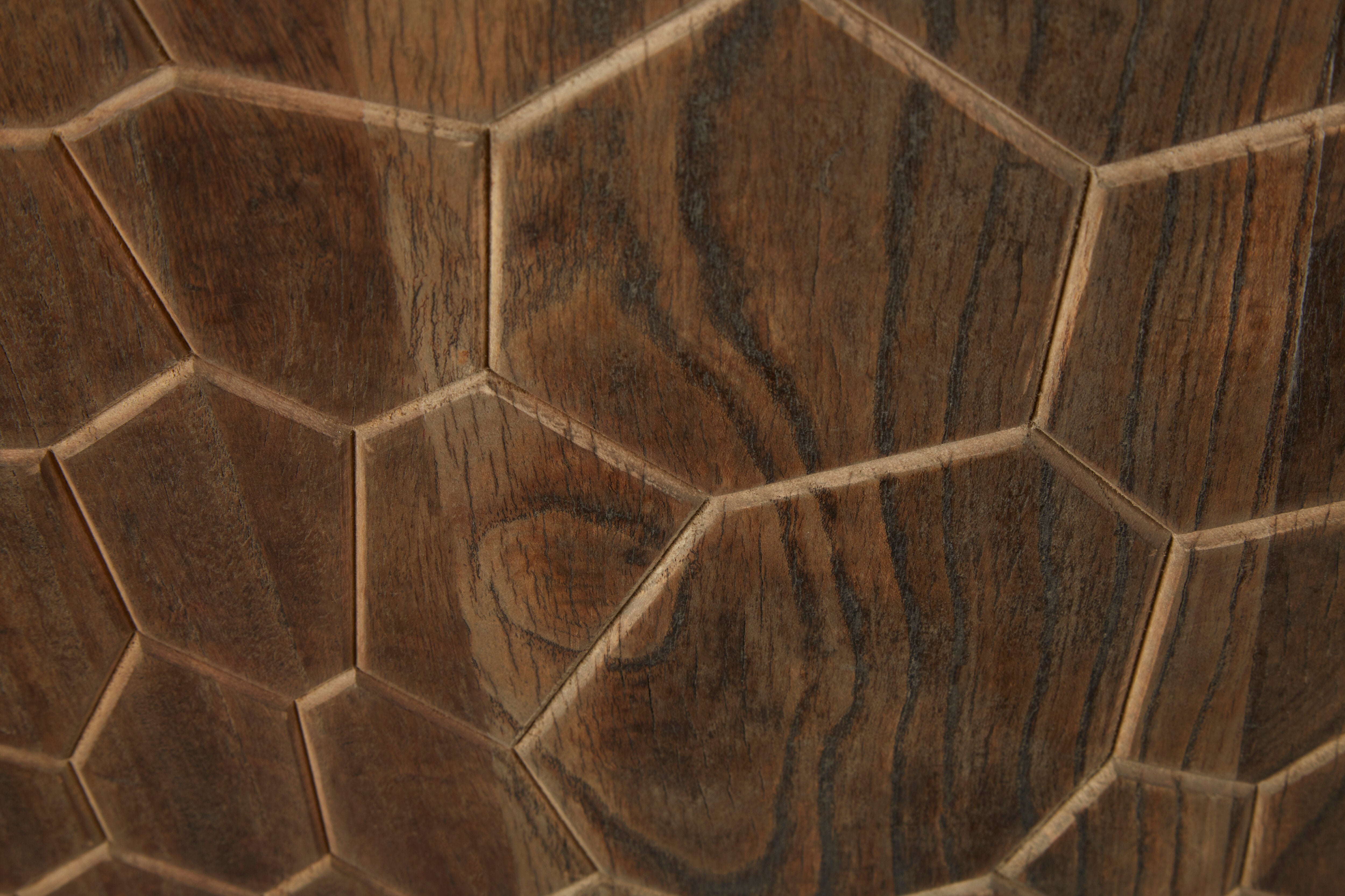 Cobre Natural Elm Wood Geometric Sideboard