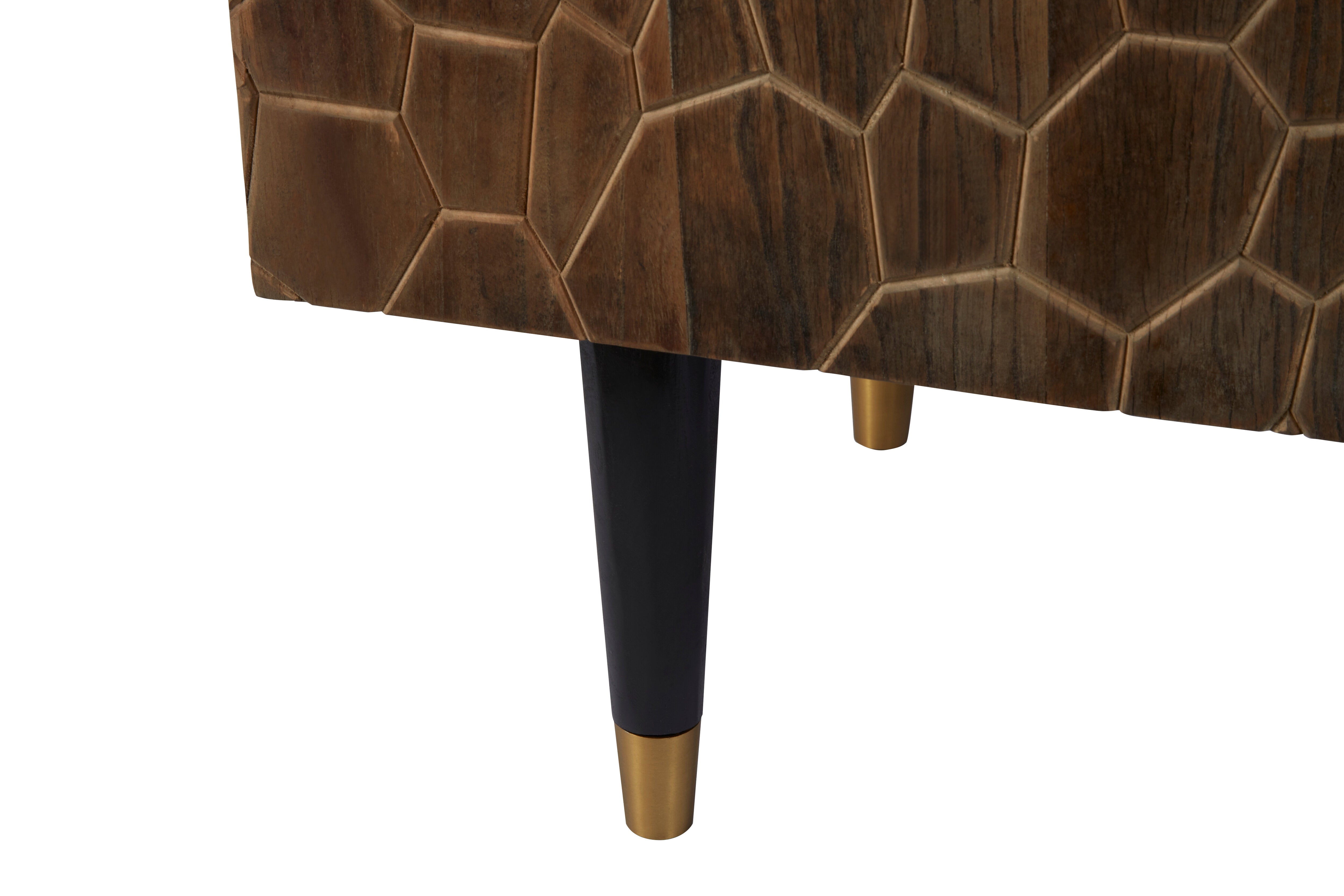 Cobre Natural Elm Wood Geometric Sideboard