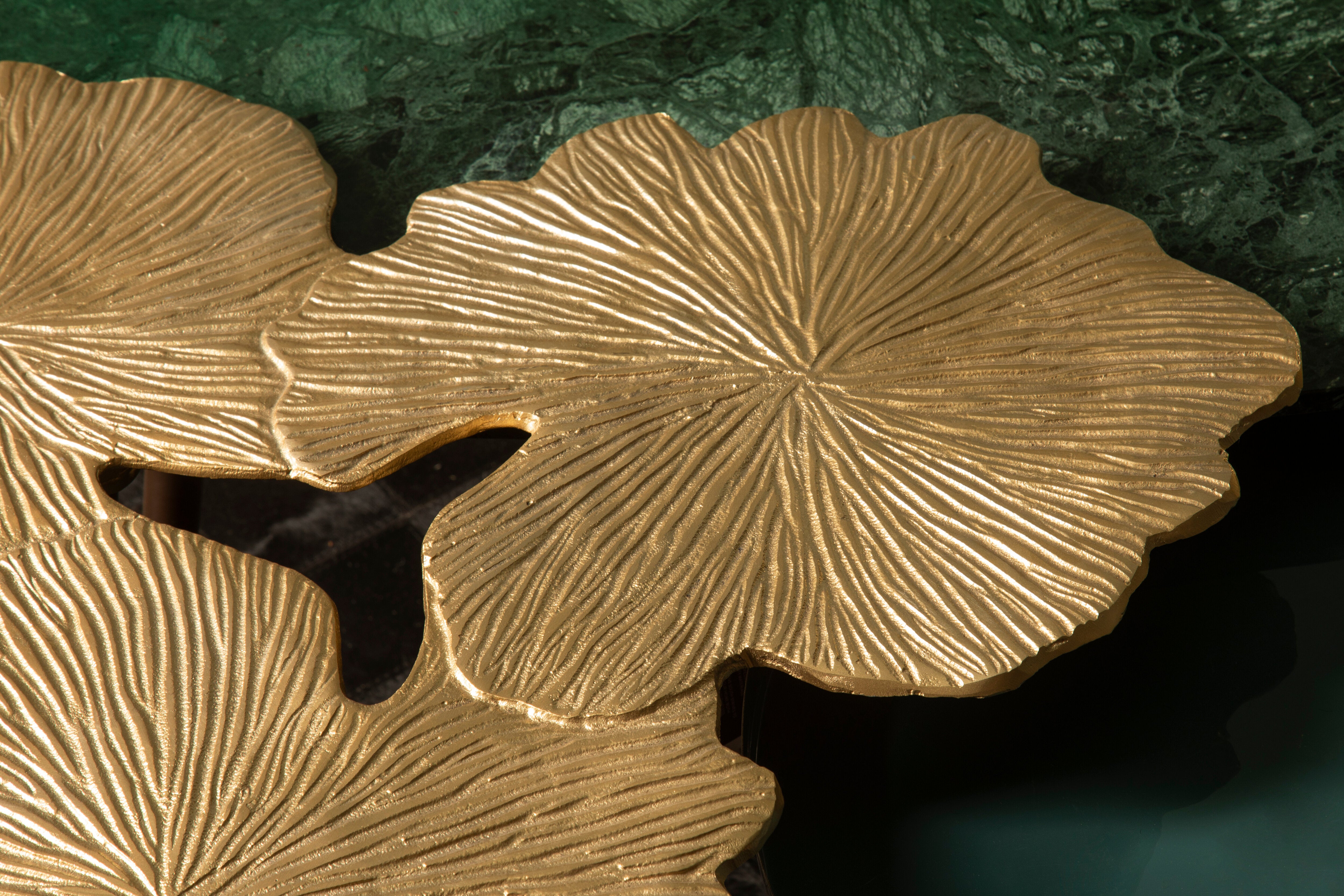 Addison Gold Gingko Leaf Side Table | Large