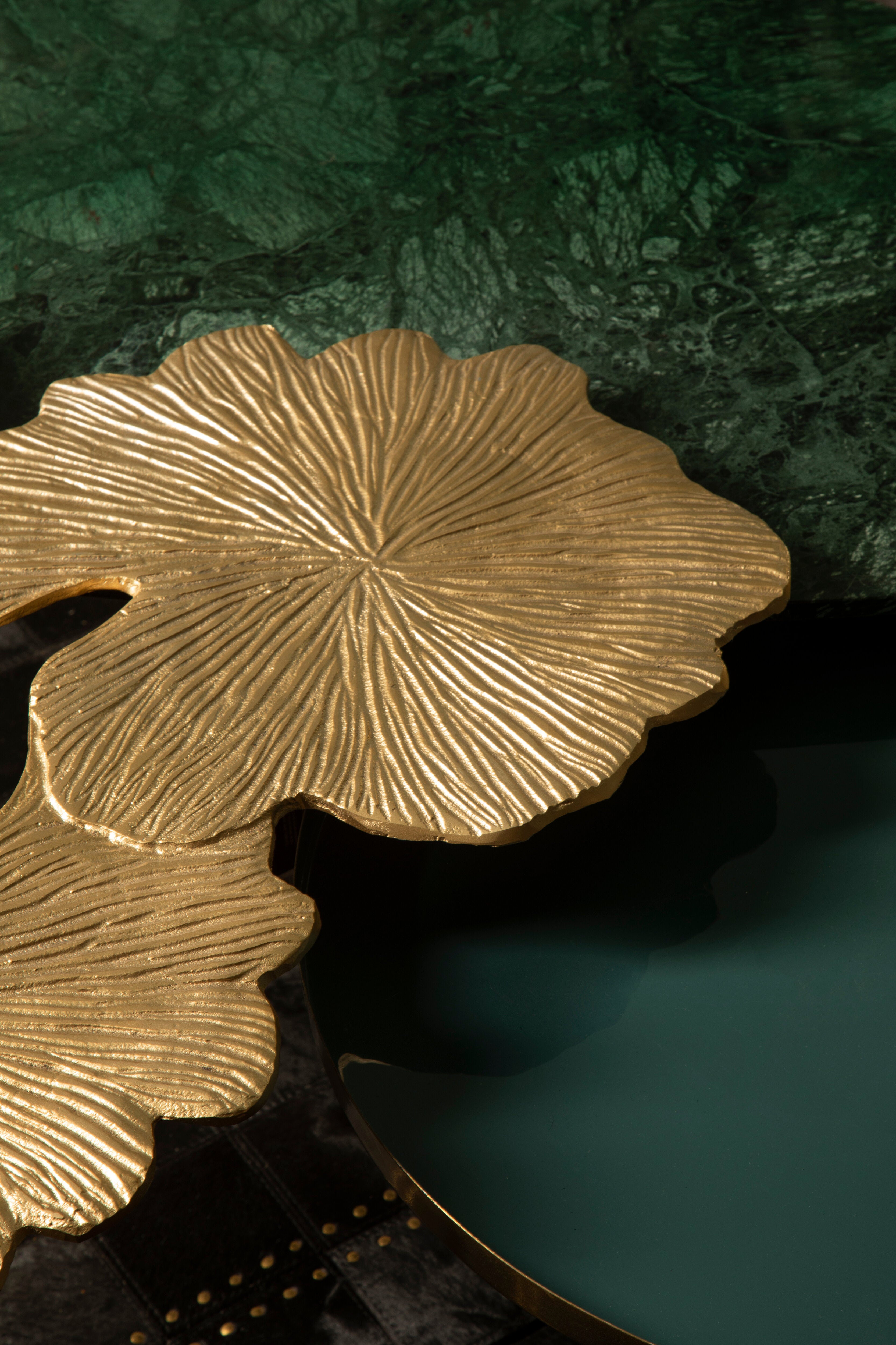 Addison Gold Gingko Leaf Side Table | Large