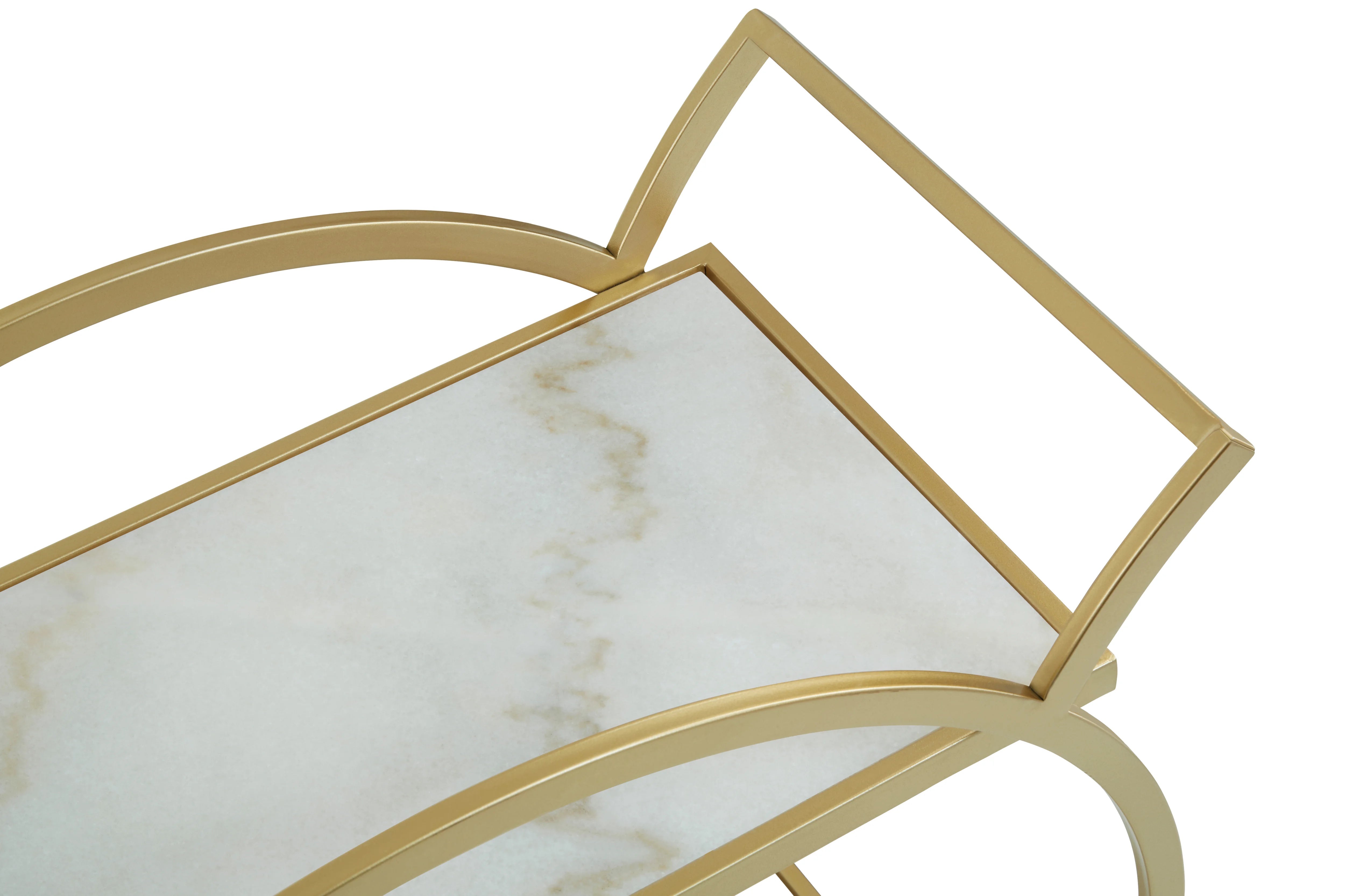 Arion Gold & White Marble 2 Tier Drinks Trolley