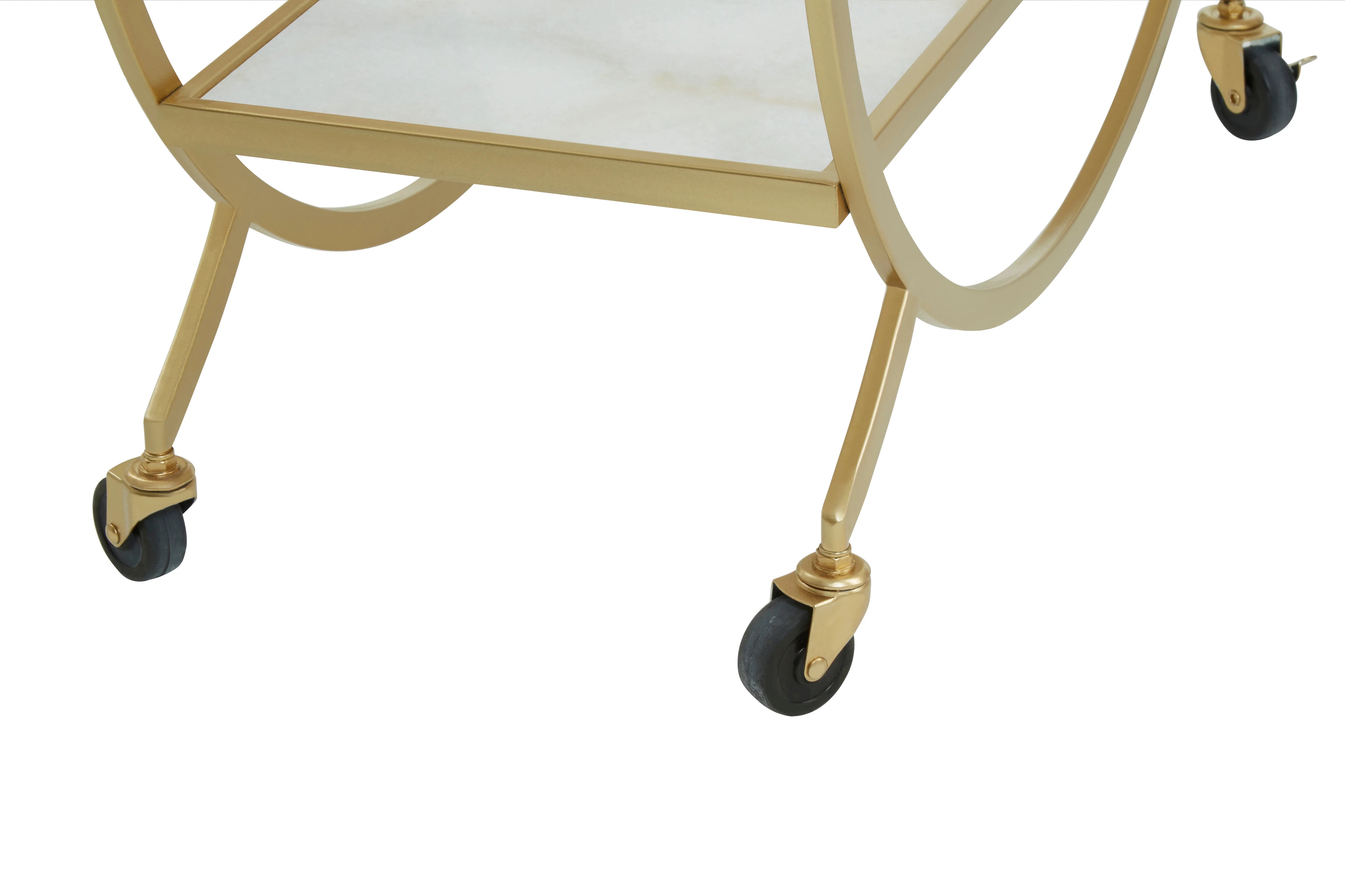Arion Gold & White Marble 2 Tier Drinks Trolley