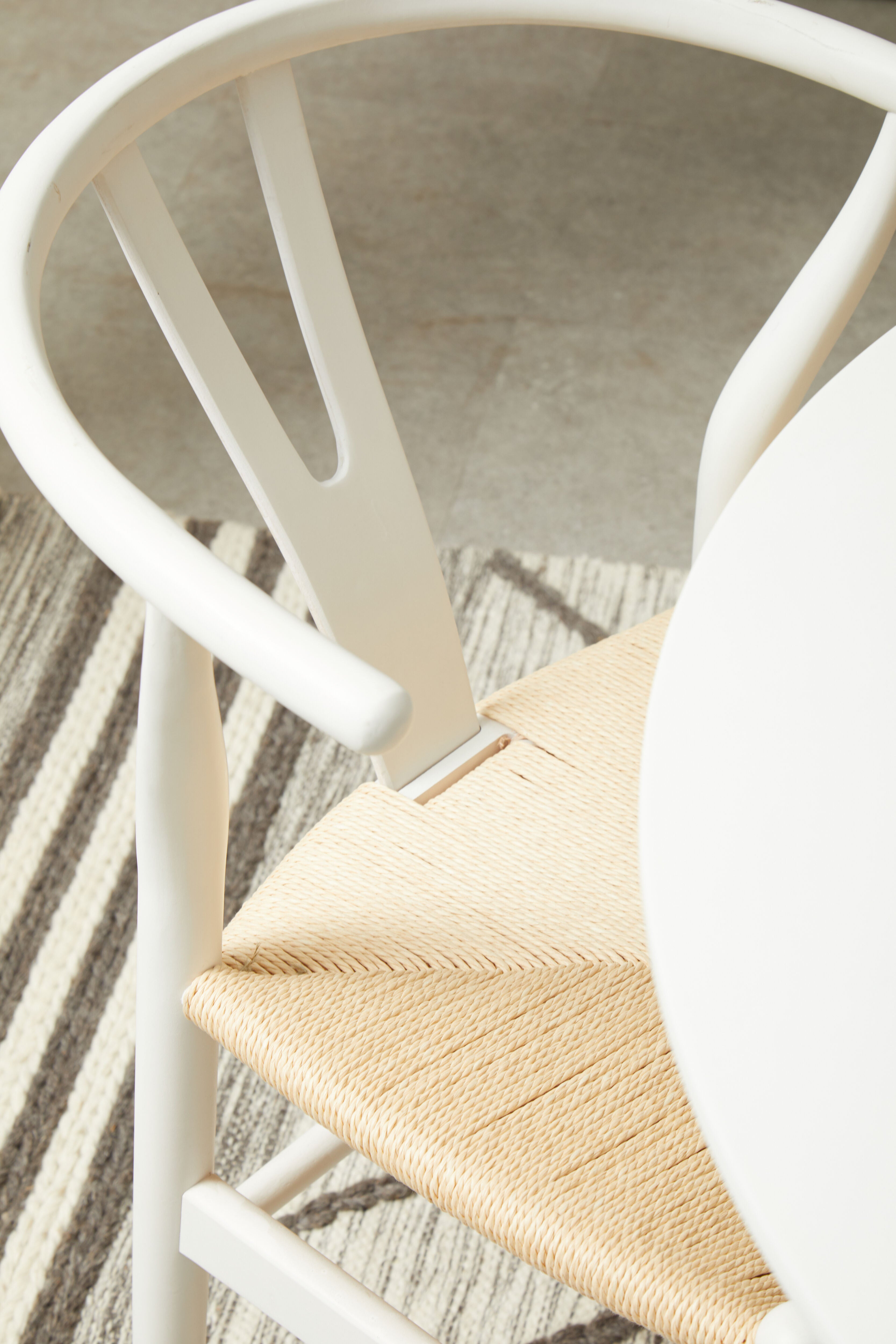 Menton Wishbone Antique White Beech Wood Dining Chair