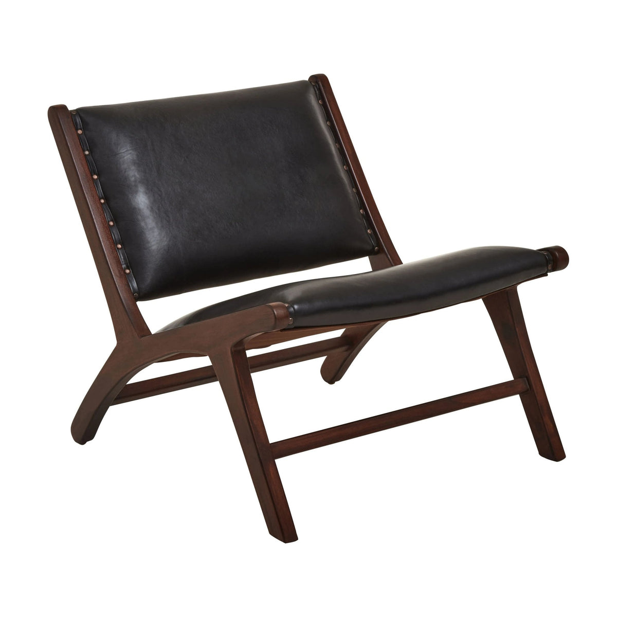 Kalahari Genuine Black Leather Lounge Chair