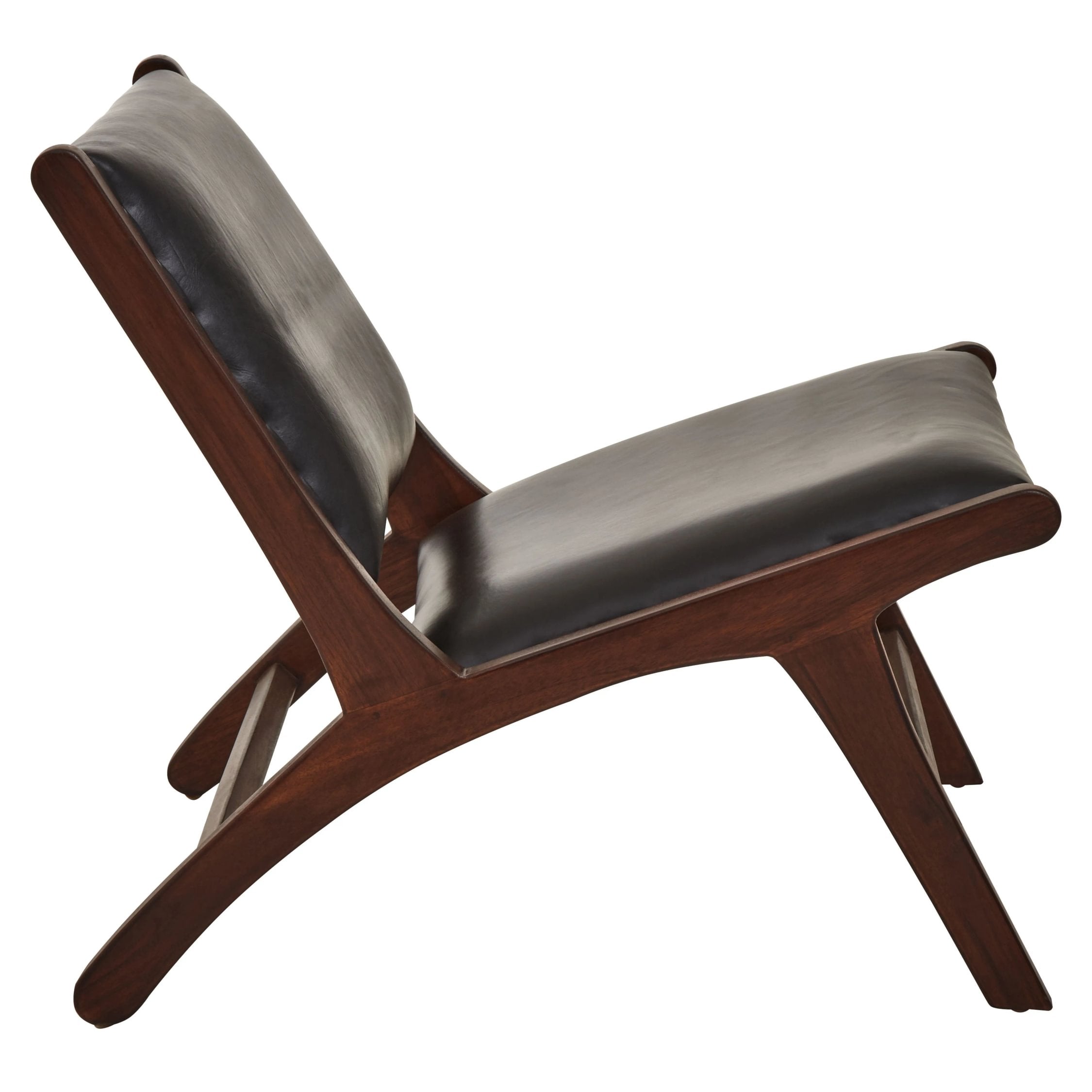 Kalahari Genuine Black Leather Lounge Chair