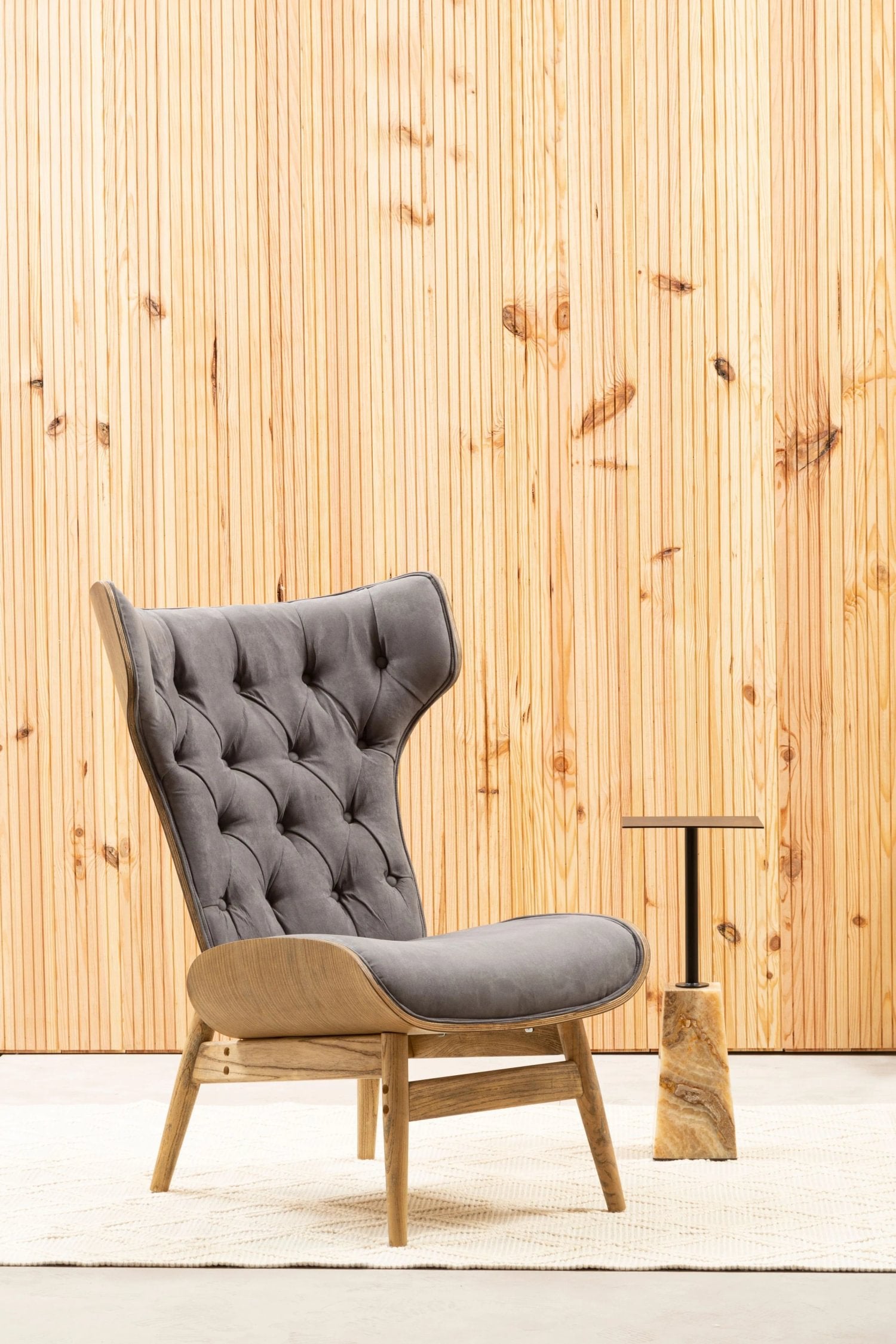 Windsor Dark Grey Velvet Wingback Chair