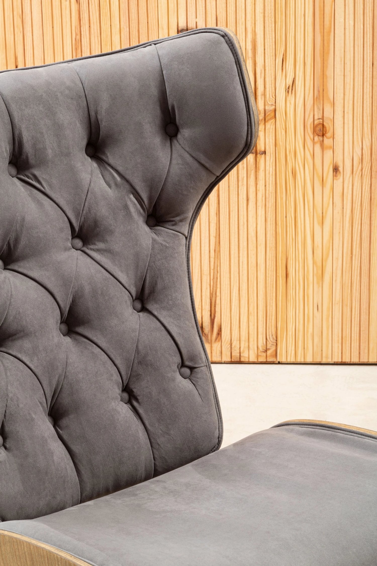 Windsor Dark Grey Velvet Wingback Chair