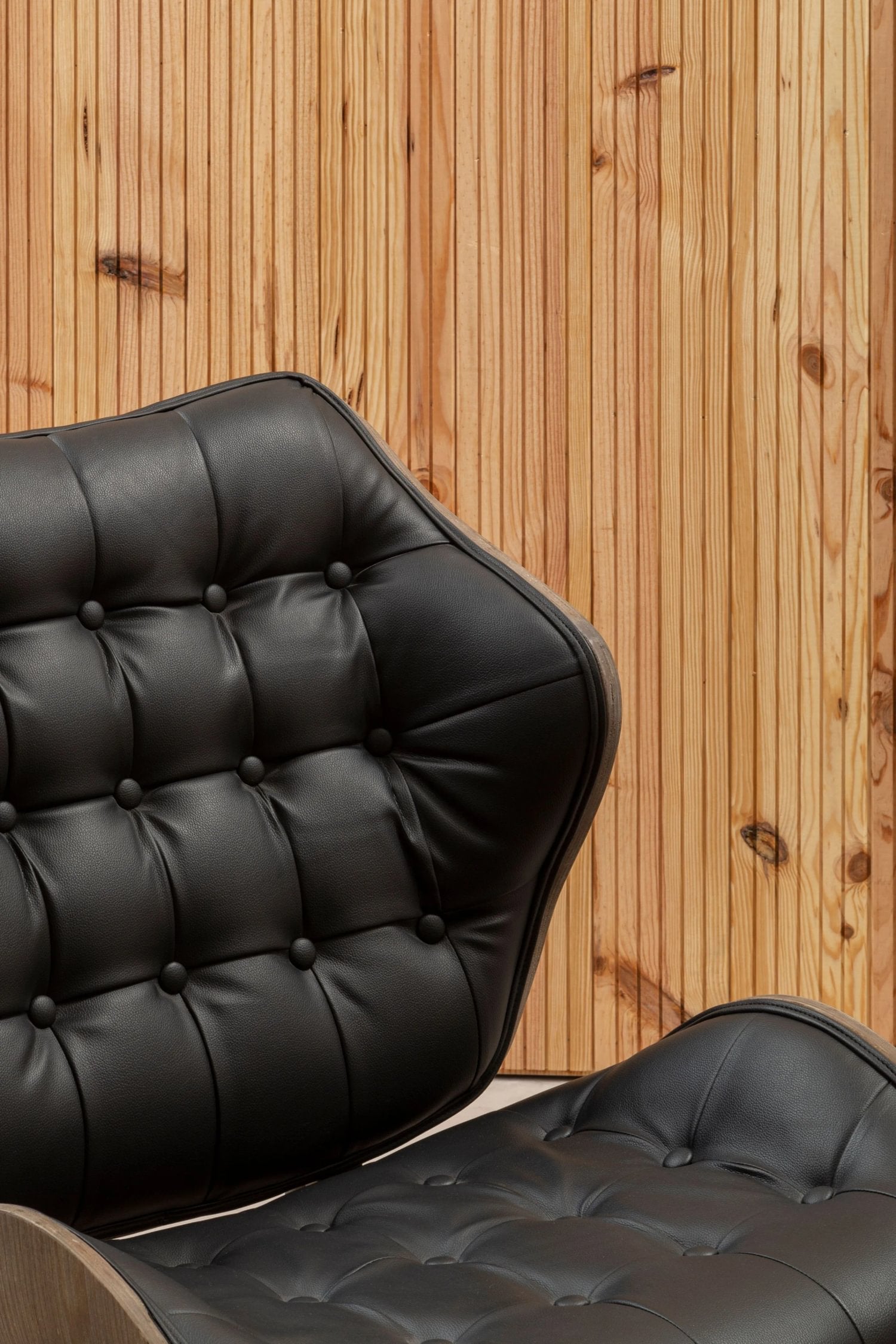 Windsor Black Leather Effect Button Detail Wingback Chair