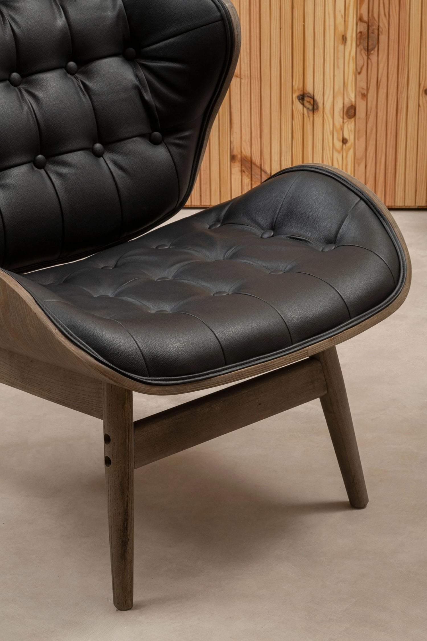 Windsor Black Leather Effect Button Detail Wingback Chair