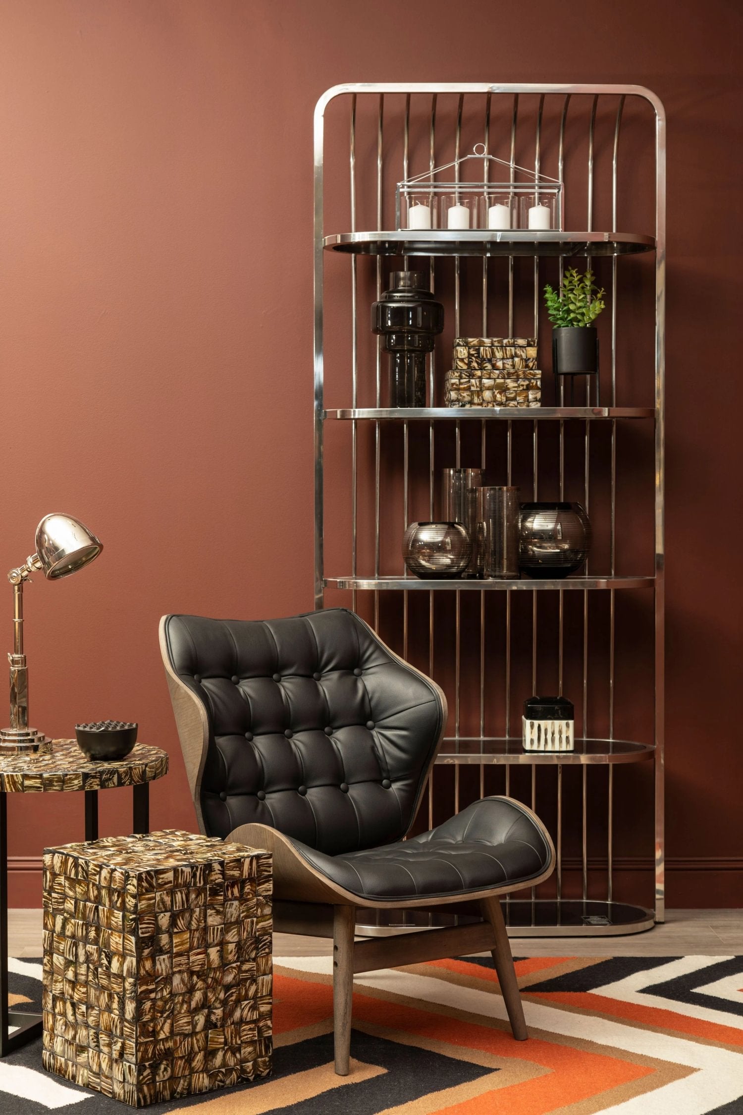 Windsor Black Leather Effect Button Detail Wingback Chair