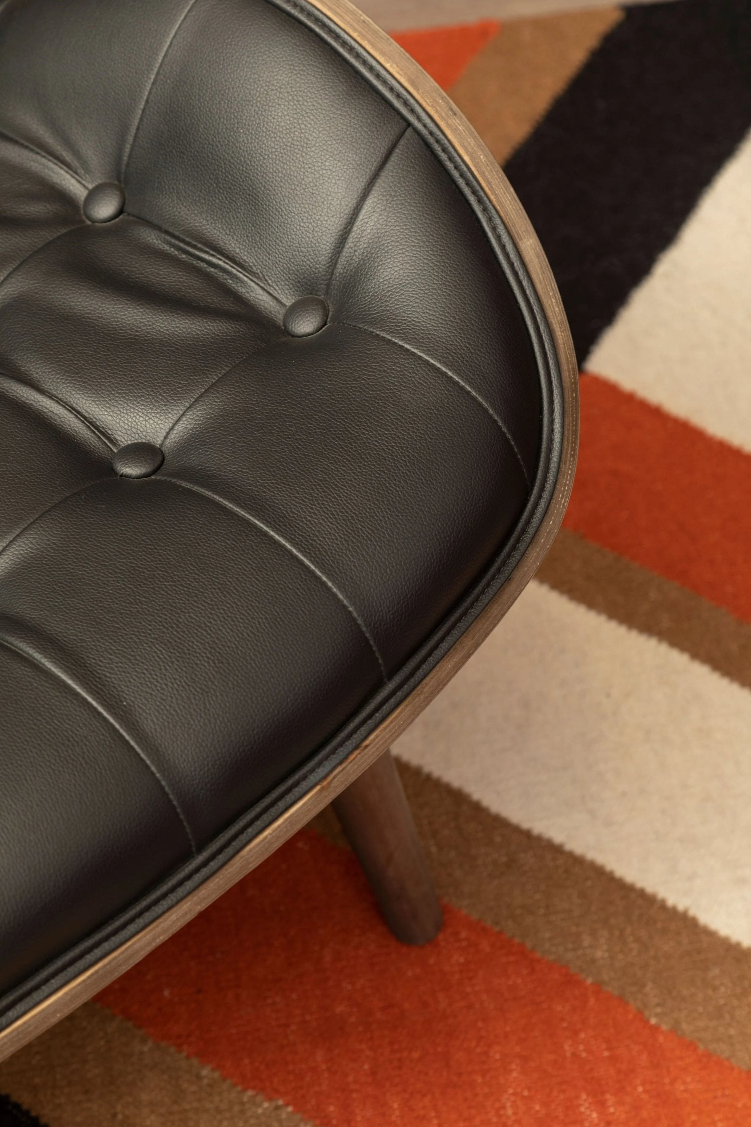 Windsor Black Leather Effect Button Detail Wingback Chair