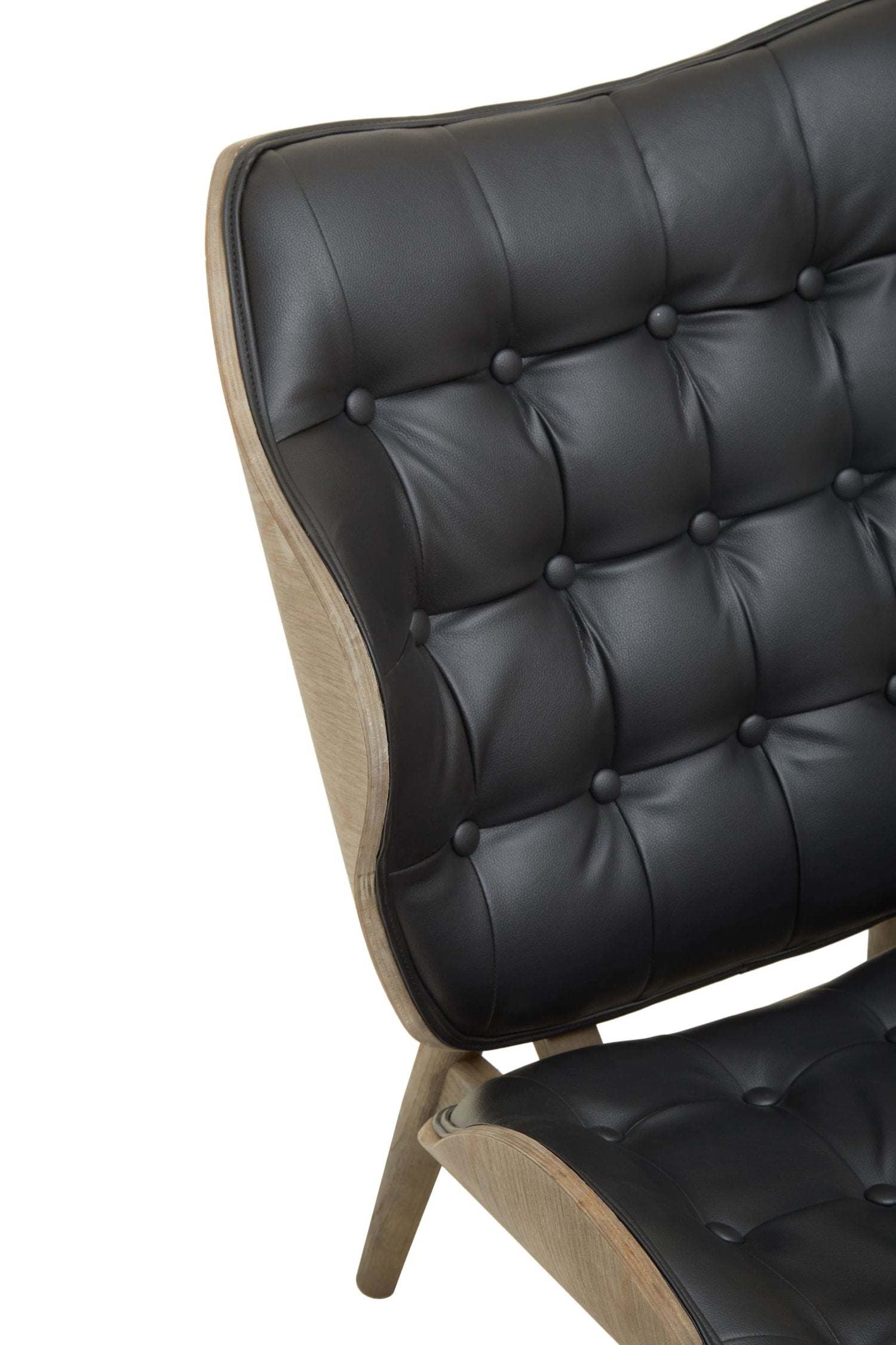 Windsor Black Leather Effect Button Detail Wingback Chair