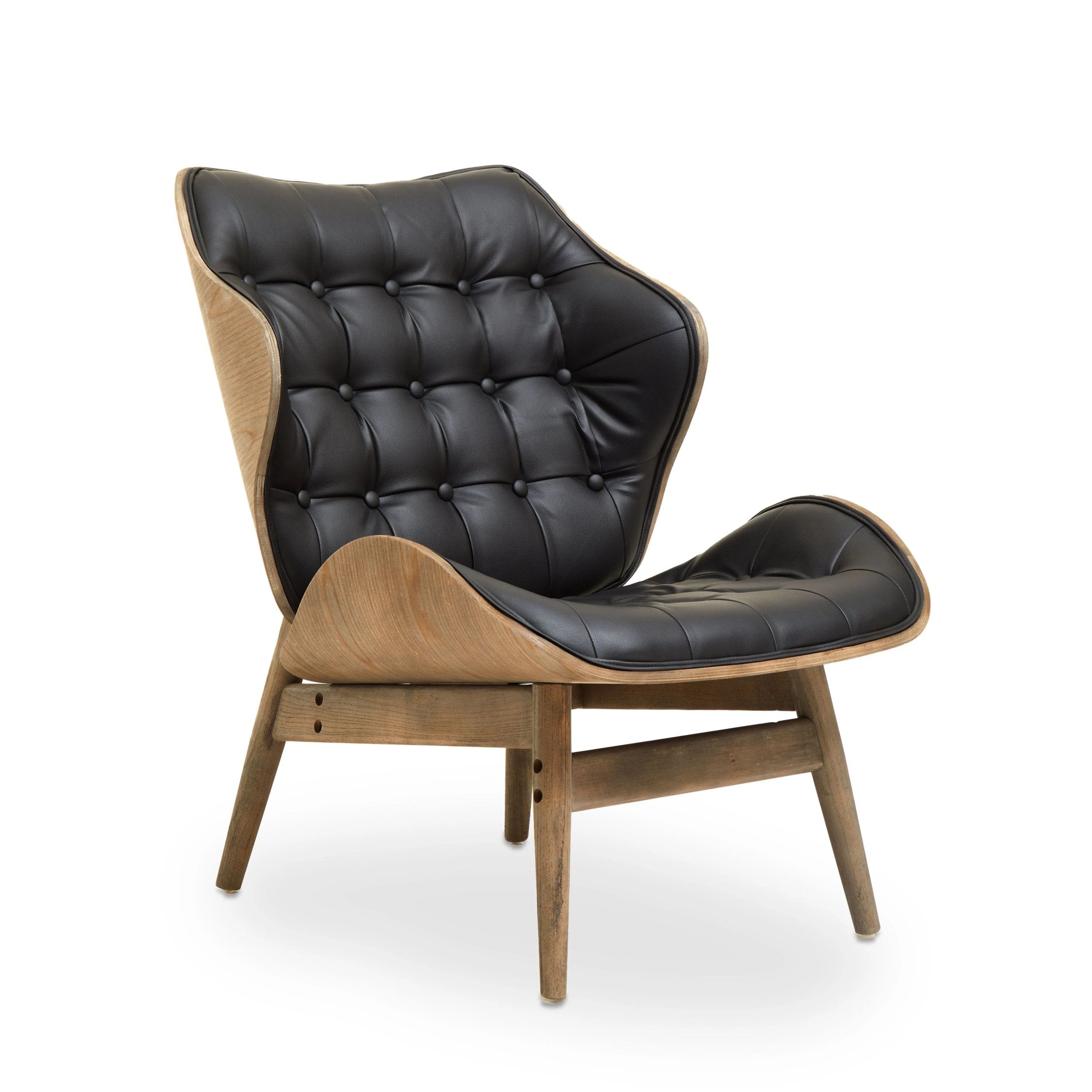 Windsor Black Leather Effect Button Detail Wingback Chair