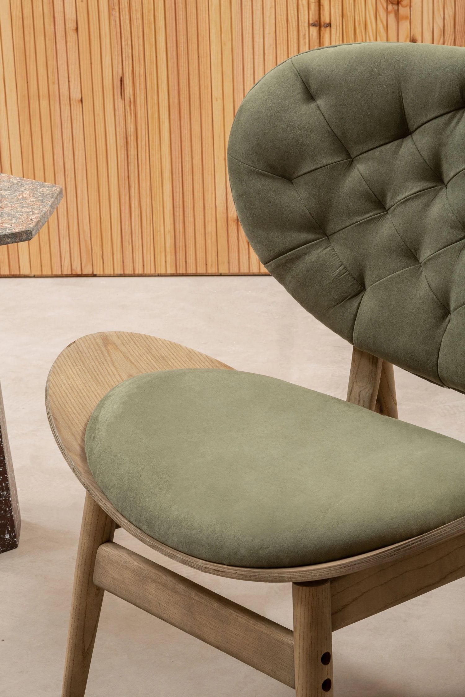 Windsor Green Velvet & Grey Elm Wood Chair