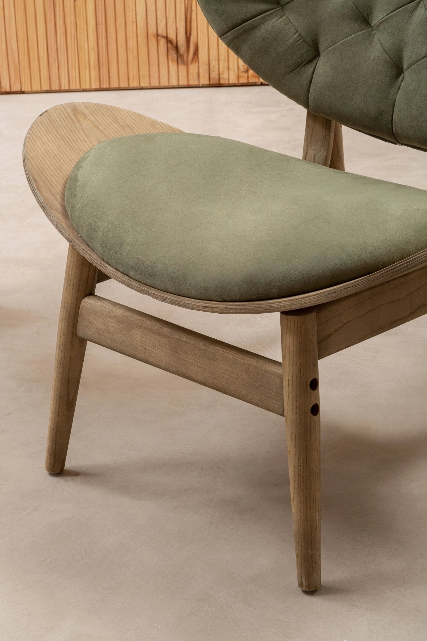 Windsor Green Velvet & Grey Elm Wood Chair