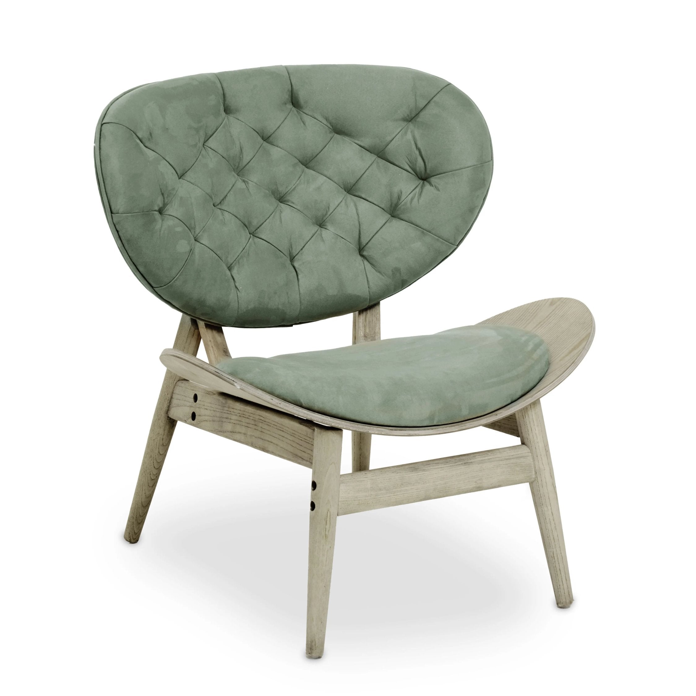 Windsor Green Velvet & Grey Elm Wood Chair
