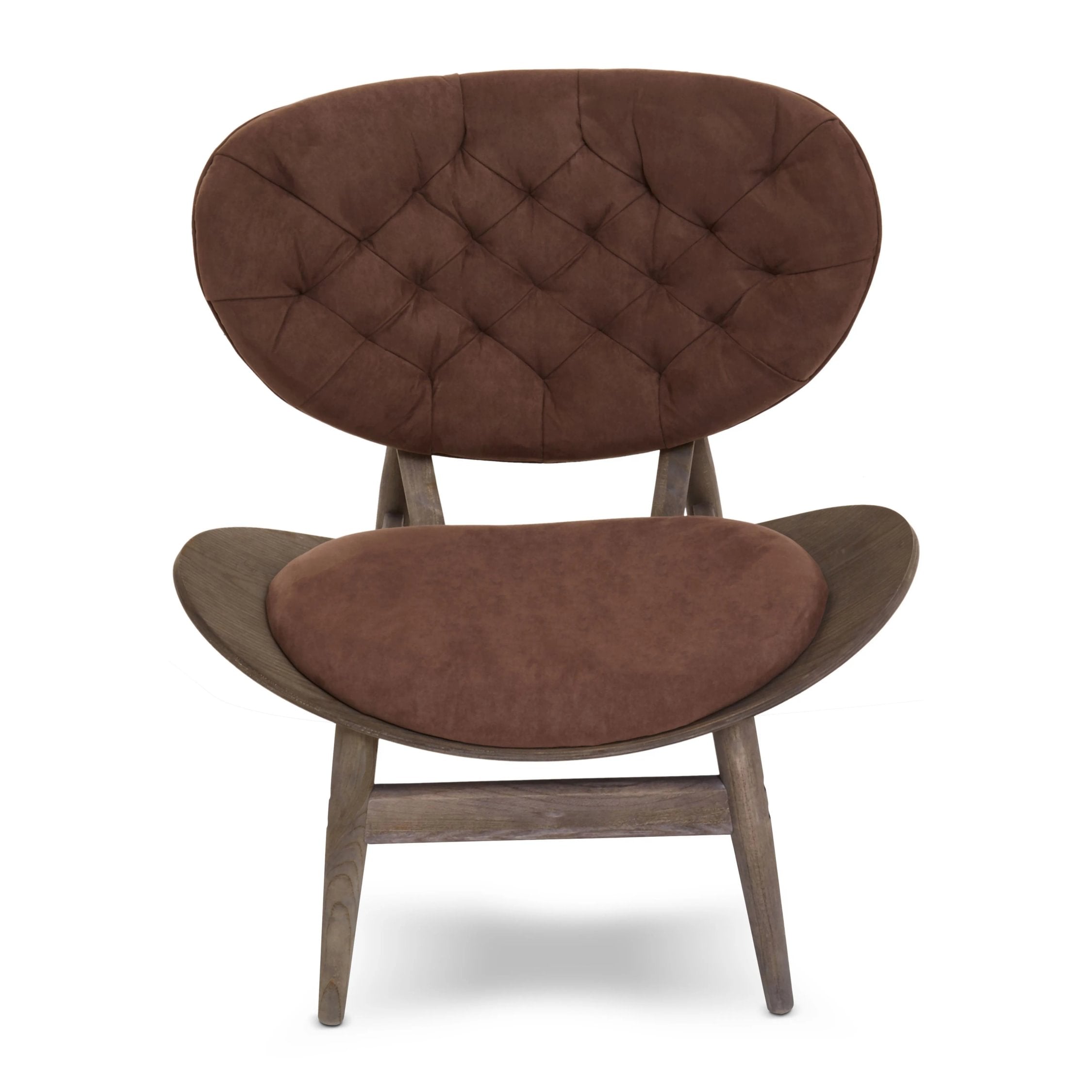 Windsor Brown Velvet & Dark Elm Wood Chair