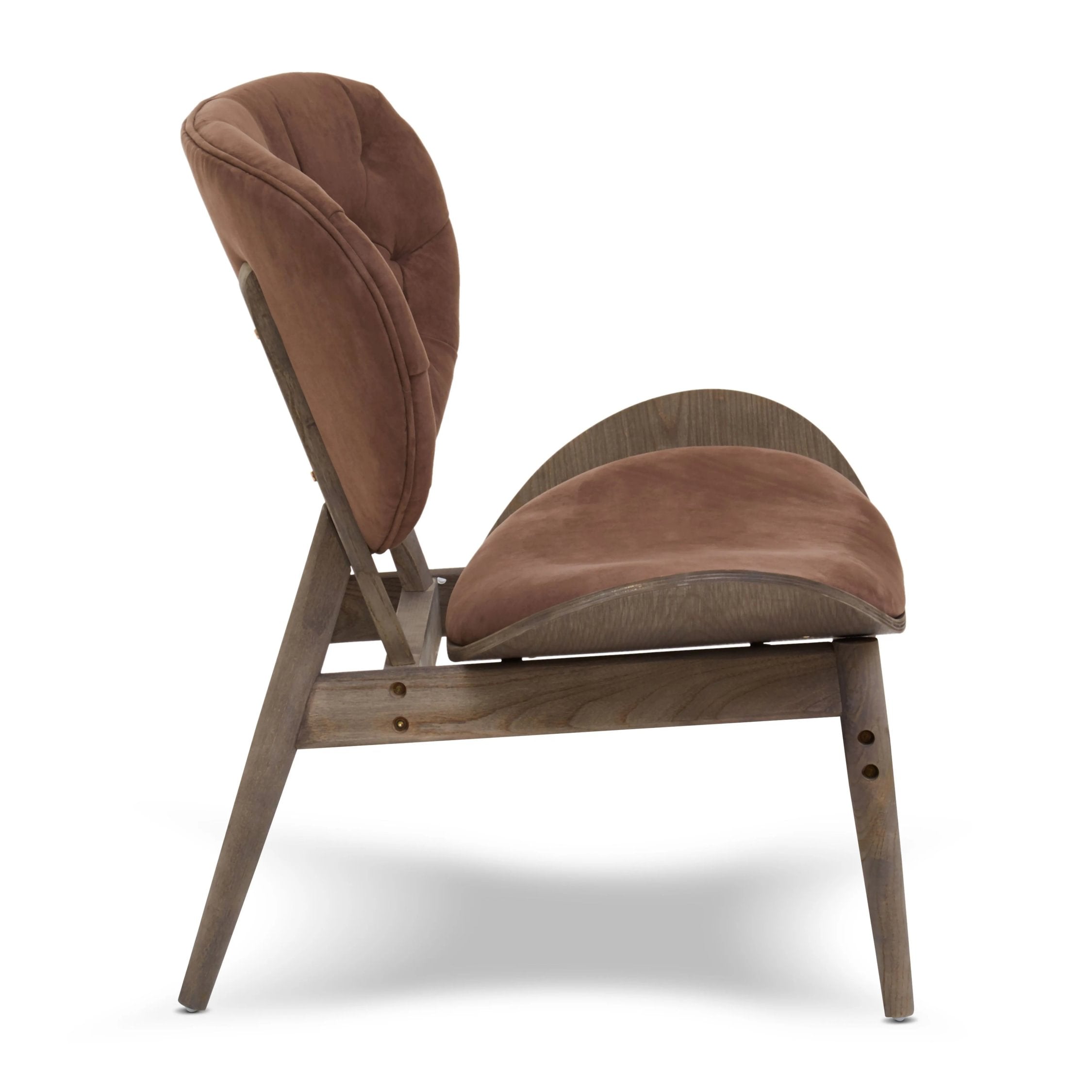 Windsor Brown Velvet & Dark Elm Wood Chair